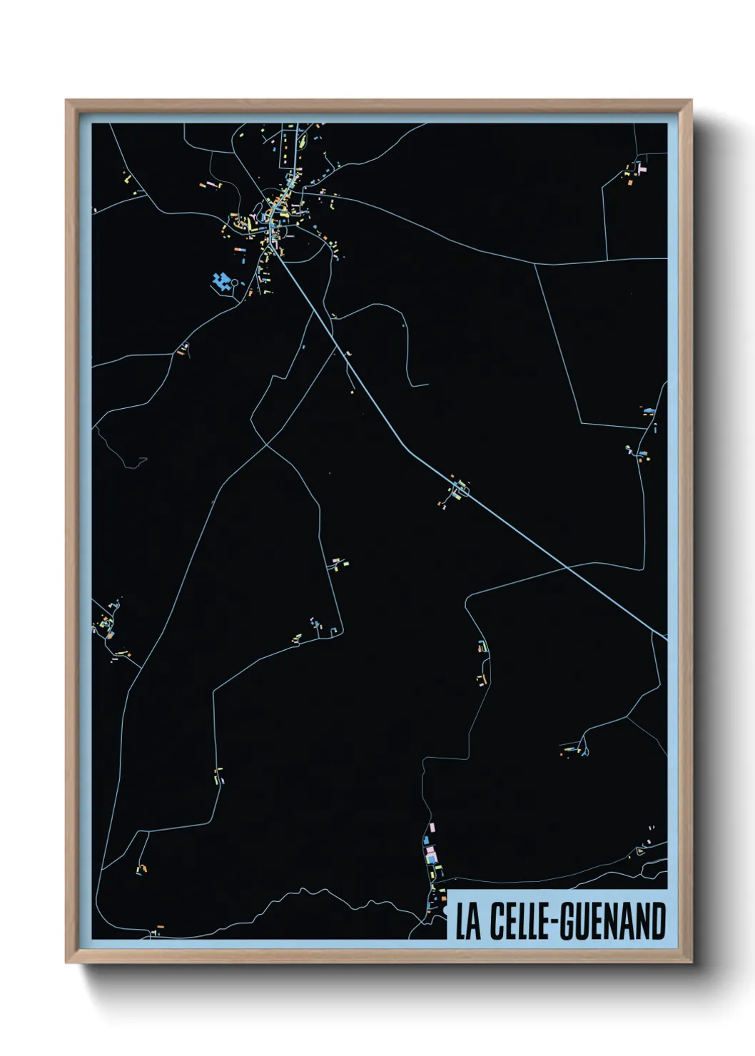 Une affiche de carte sur La Celle-Guenand