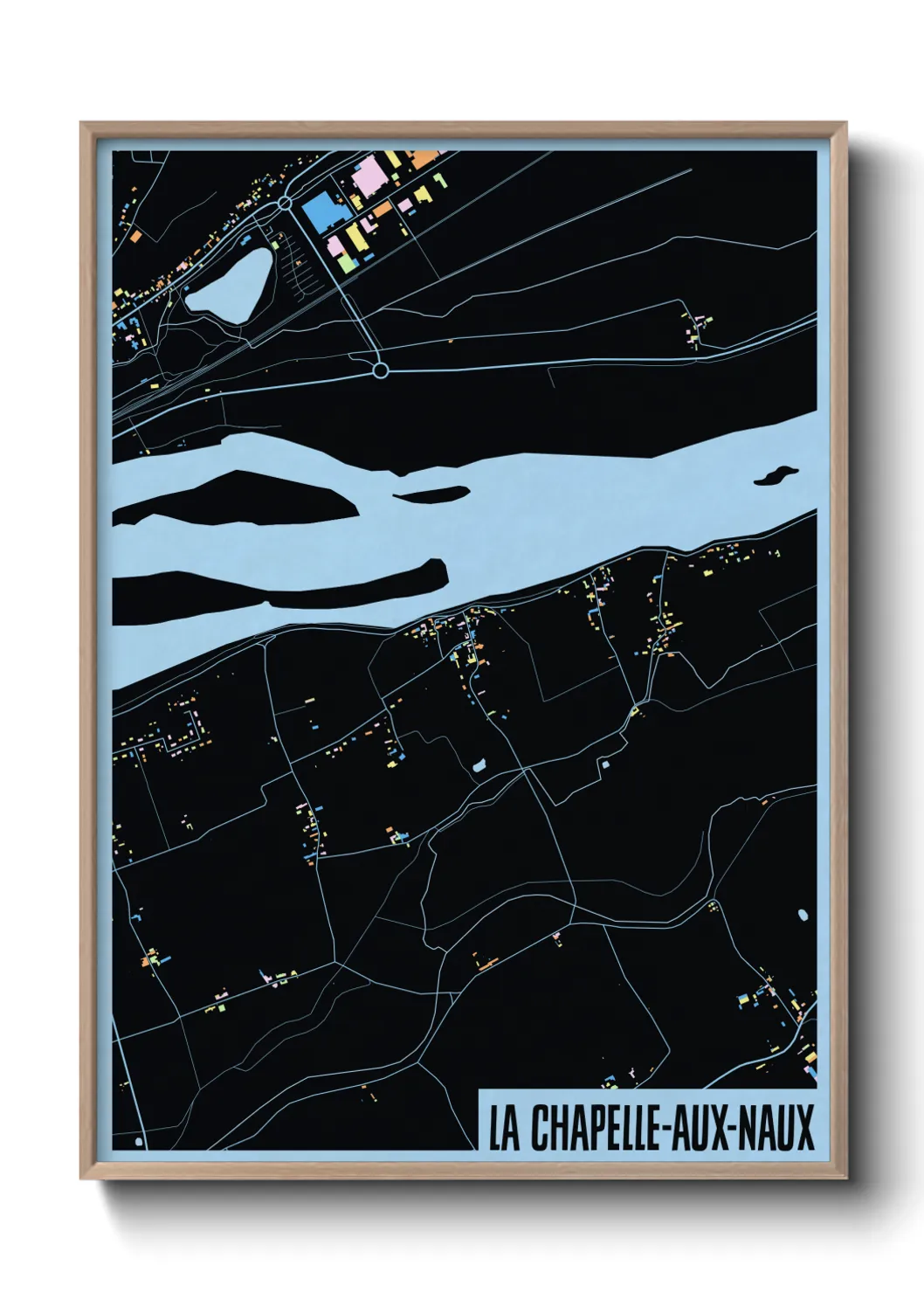 Une affiche de carte sur La Chapelle-aux-Naux