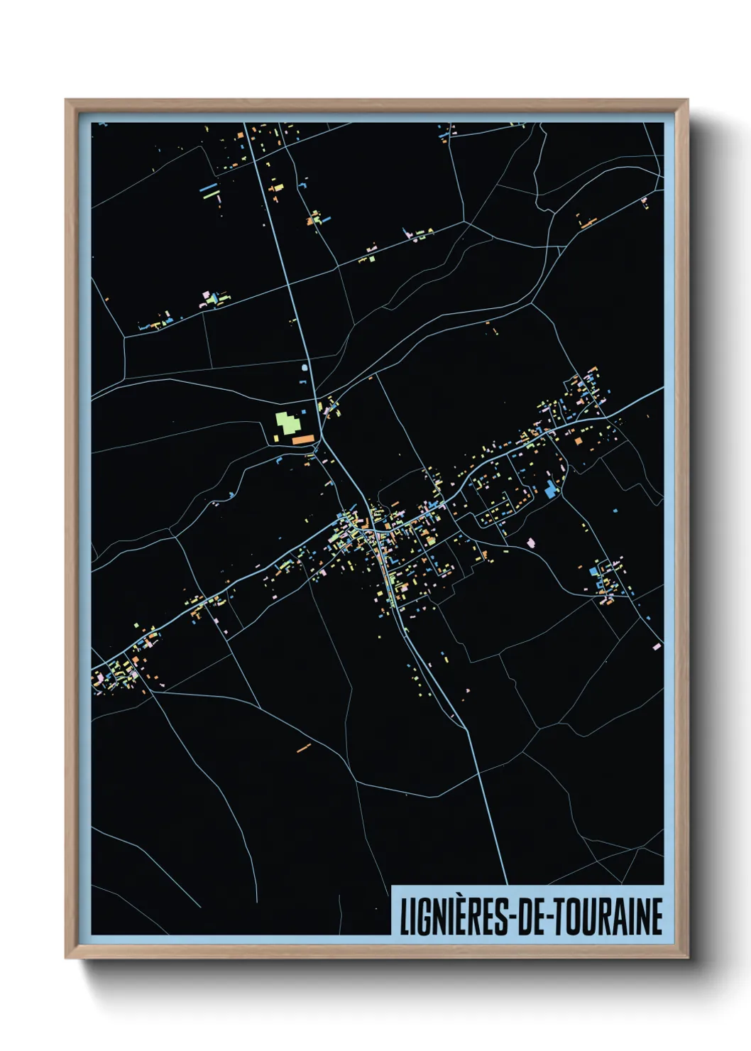 Une affiche de carte sur Lignières-de-Touraine