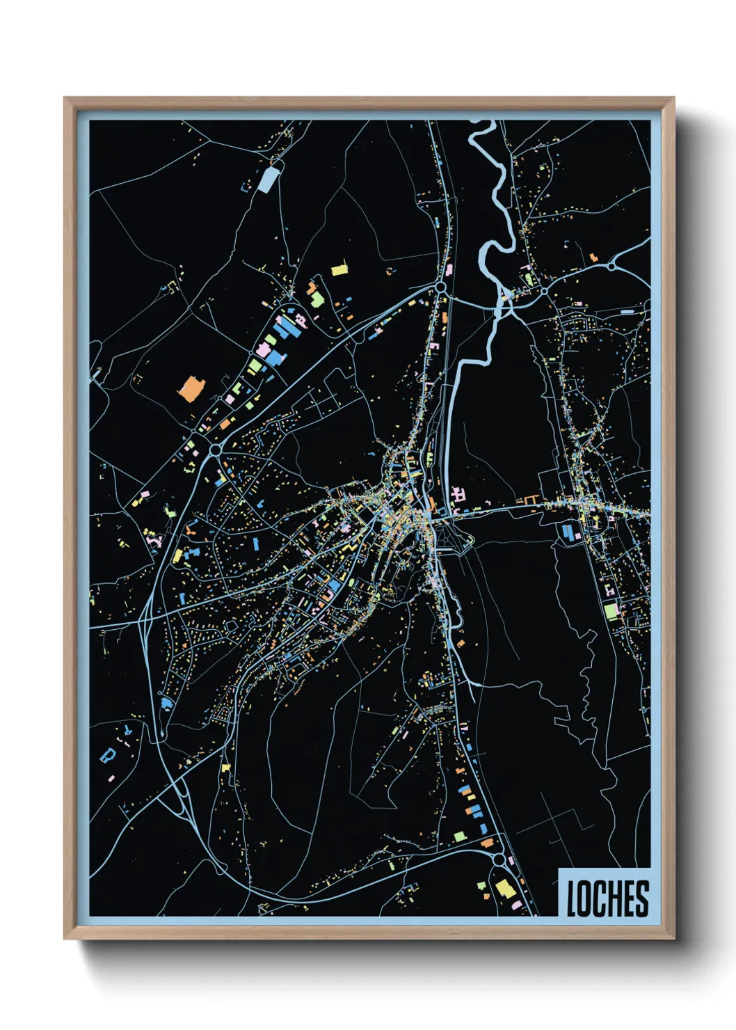 Une affiche de carte sur Loches