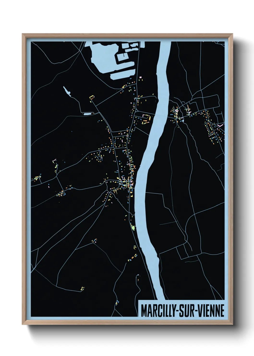 Une affiche de carte sur Marcilly-sur-Vienne