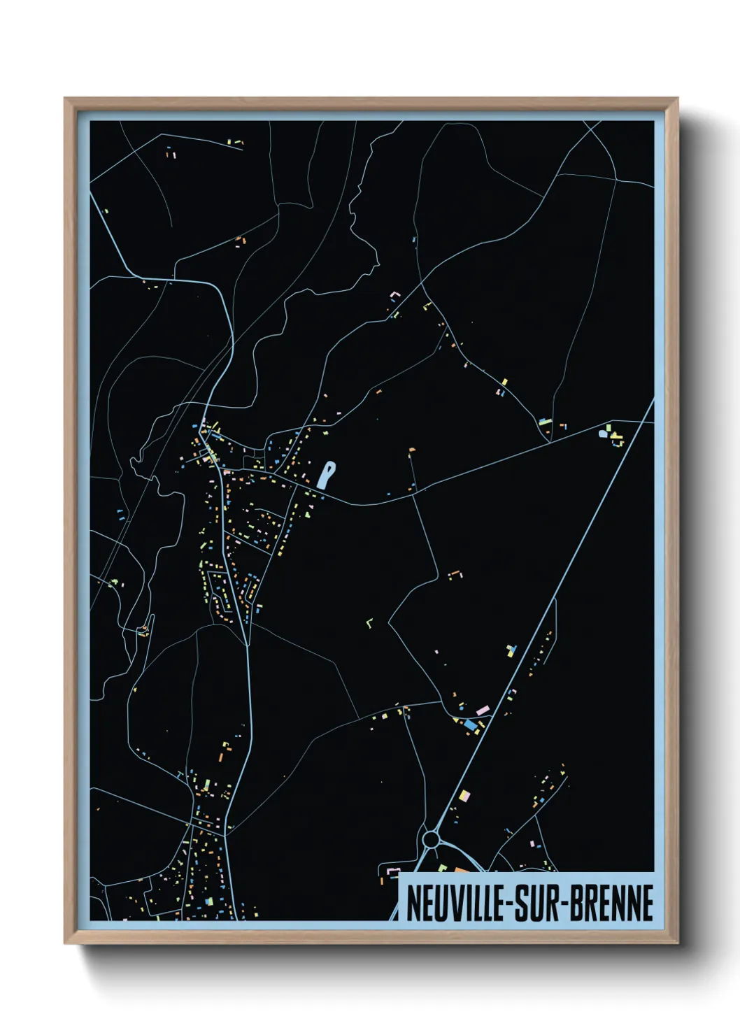 Une affiche de carte sur Neuville-sur-Brenne