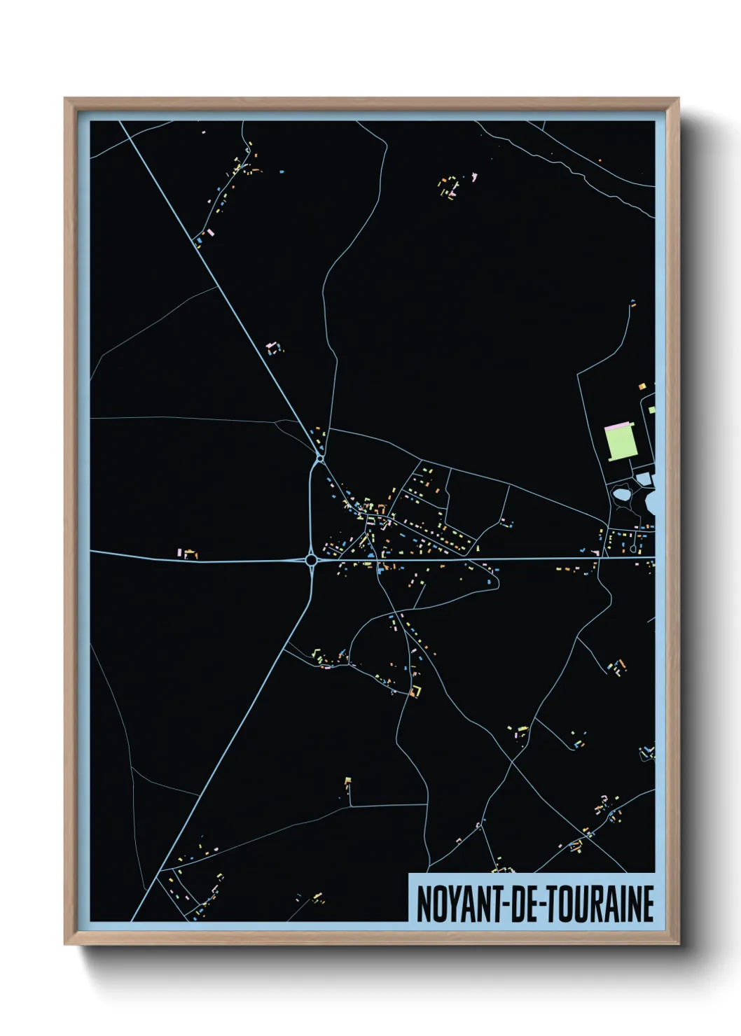 Une affiche de carte sur Noyant-de-Touraine