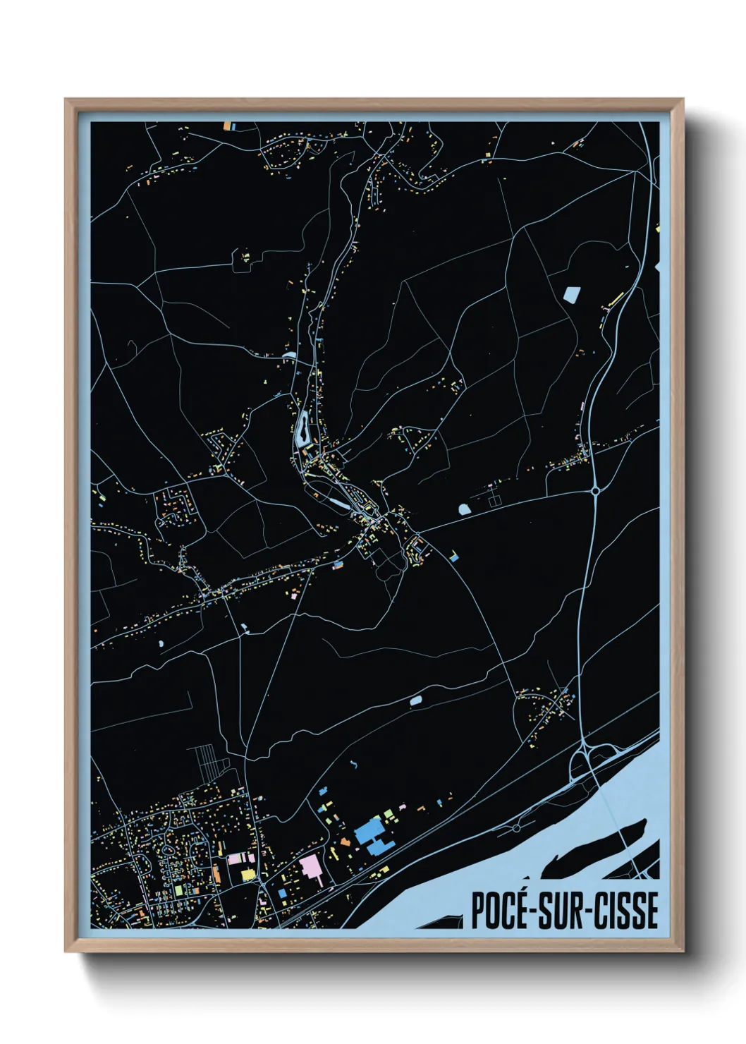 Une affiche de carte sur Pocé-sur-Cisse