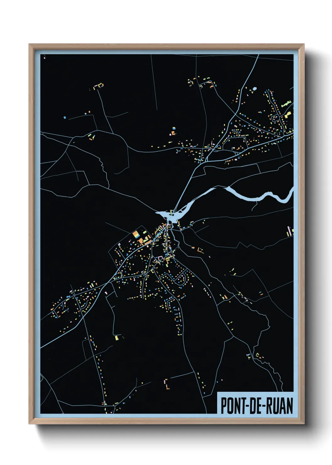 Une affiche de carte sur Pont-de-Ruan