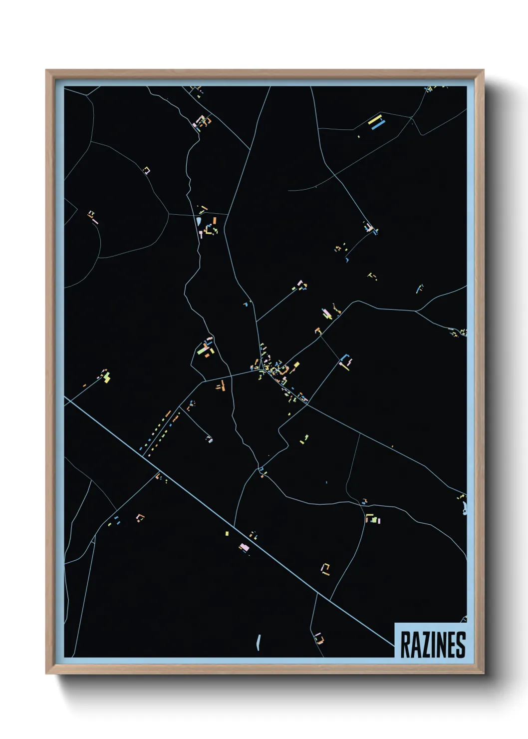 Une affiche de carte sur Razines