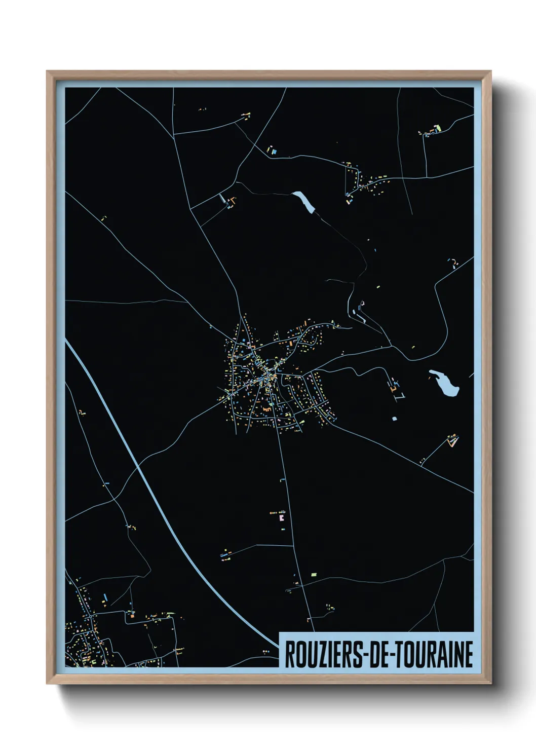 Une affiche de carte sur Rouziers-de-Touraine