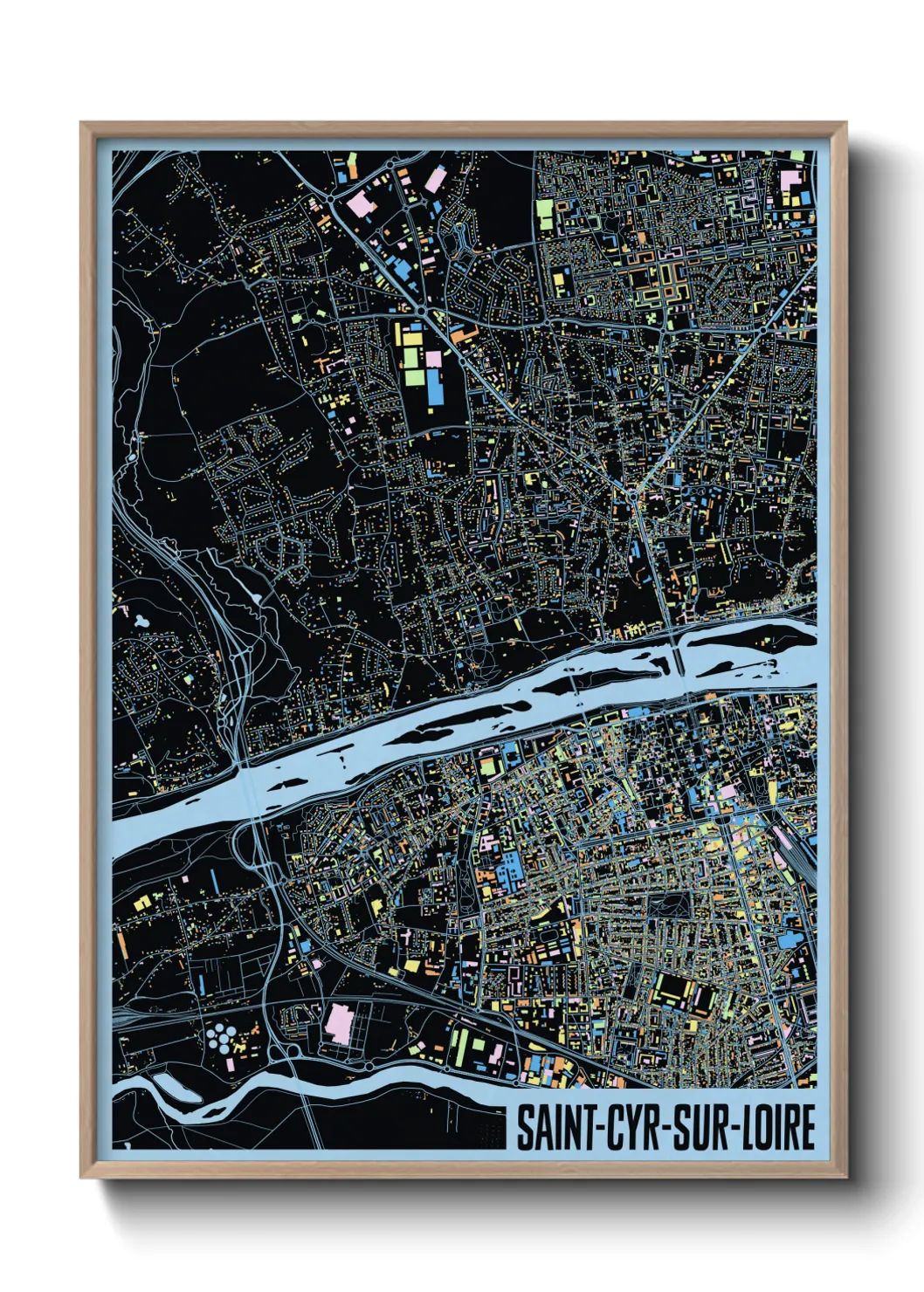 Une affiche de carte sur Saint-Cyr-sur-Loire