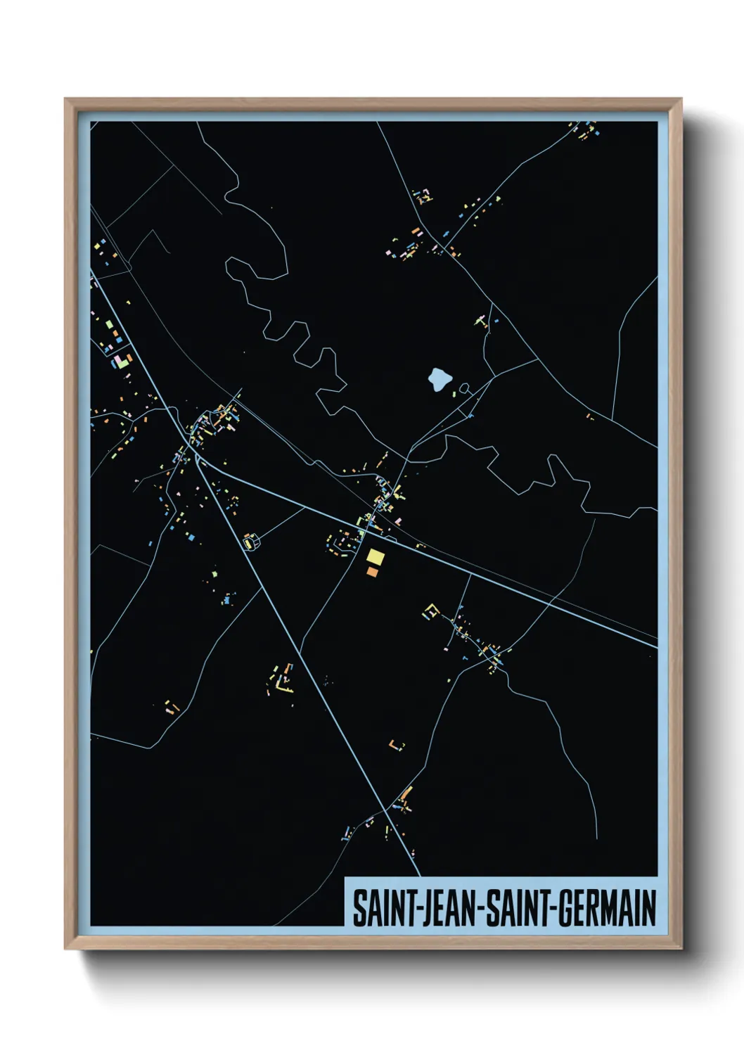 Une affiche de carte sur Saint-Jean-Saint-Germain