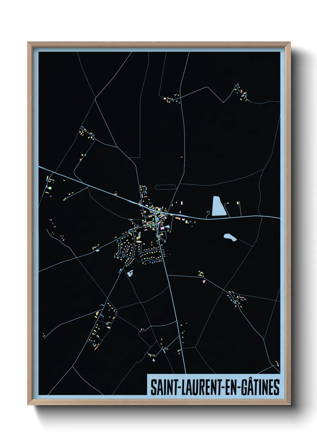 Une affiche de carte sur Saint-Laurent-en-Gâtines