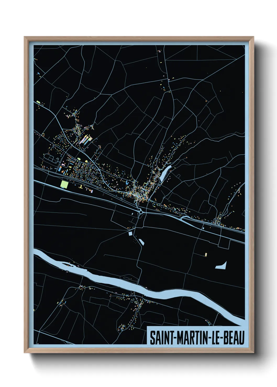 Une affiche de carte sur Saint-Martin-le-Beau