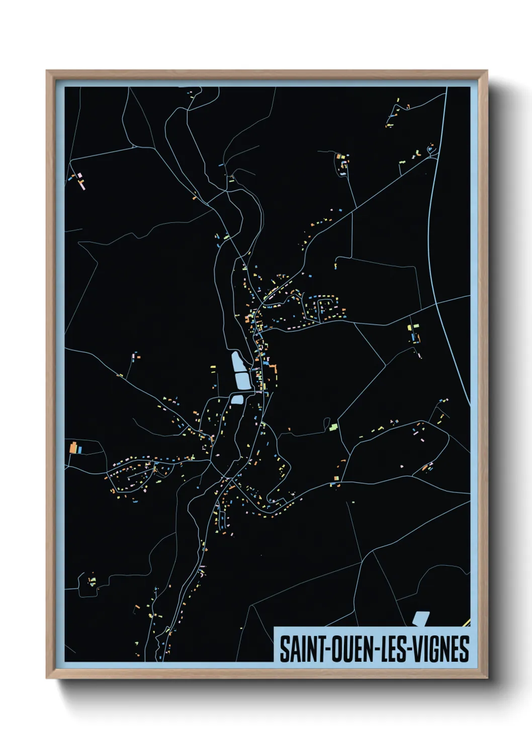 Une affiche de carte sur Saint-Ouen-les-Vignes