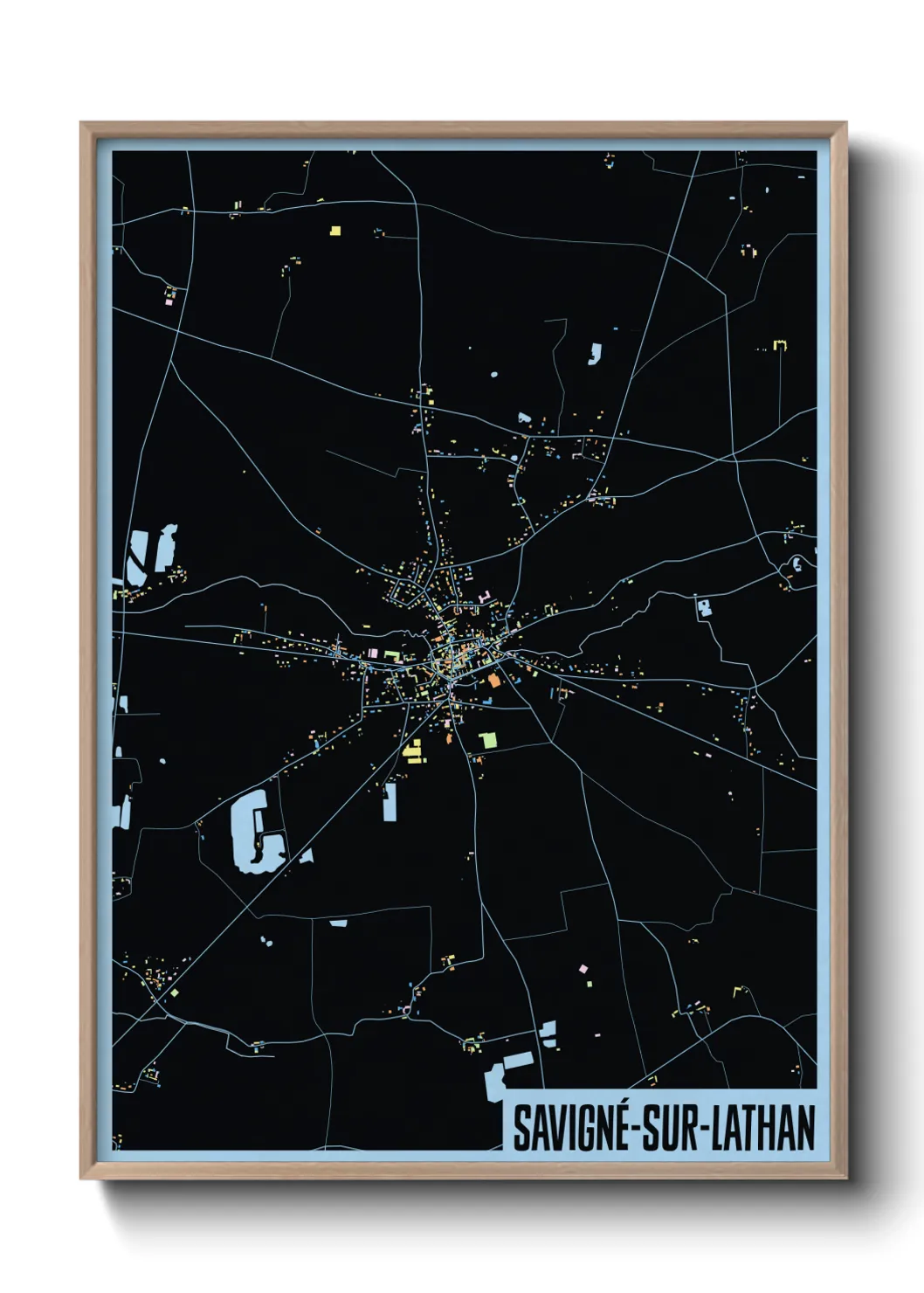 Une affiche de carte sur Savigné-sur-Lathan