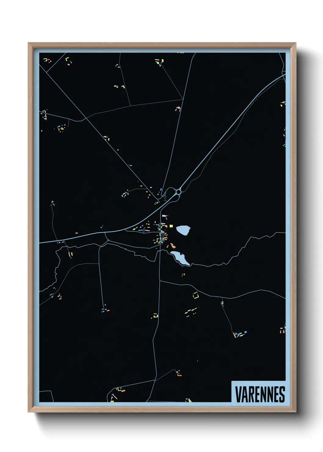 Une affiche de carte sur Varennes