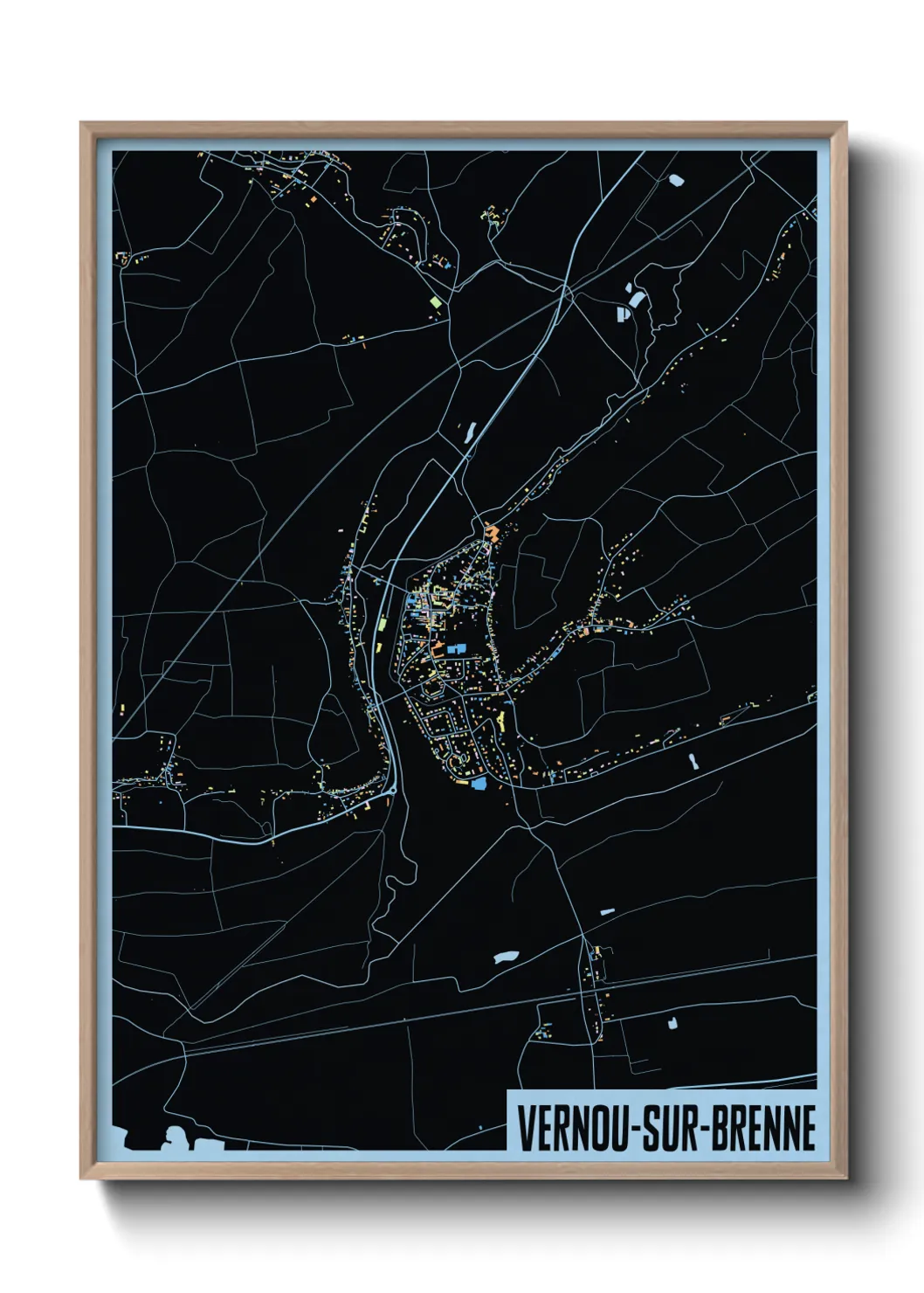 Une affiche de carte sur Vernou-sur-Brenne