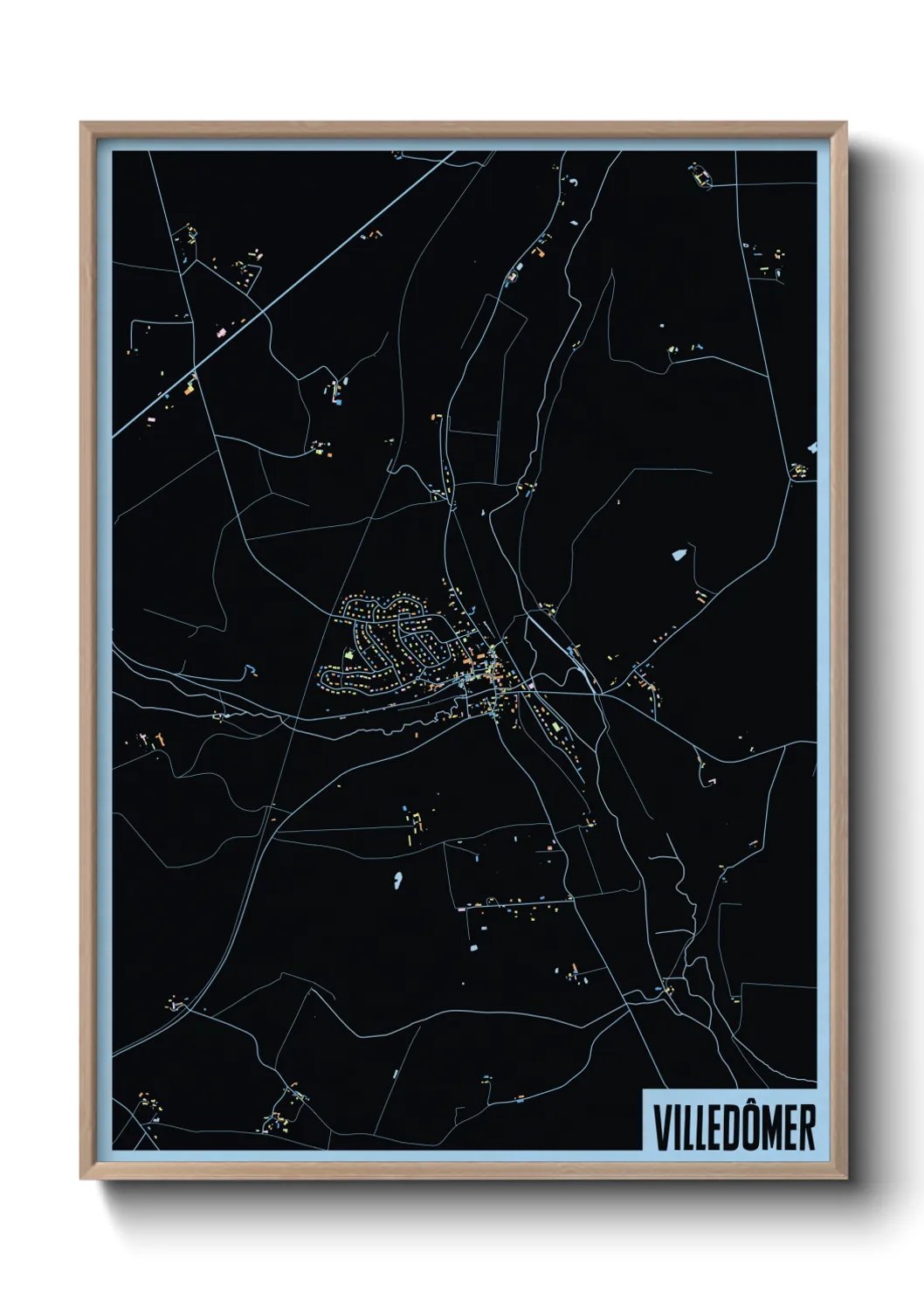 Une affiche de carte sur Villedômer