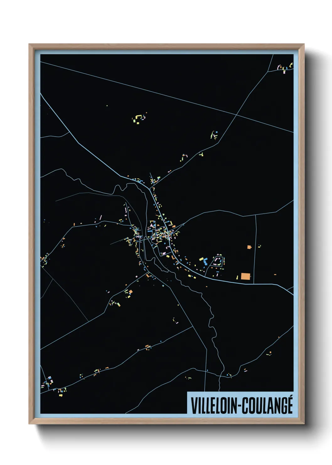 Une affiche de carte sur Villeloin-Coulangé