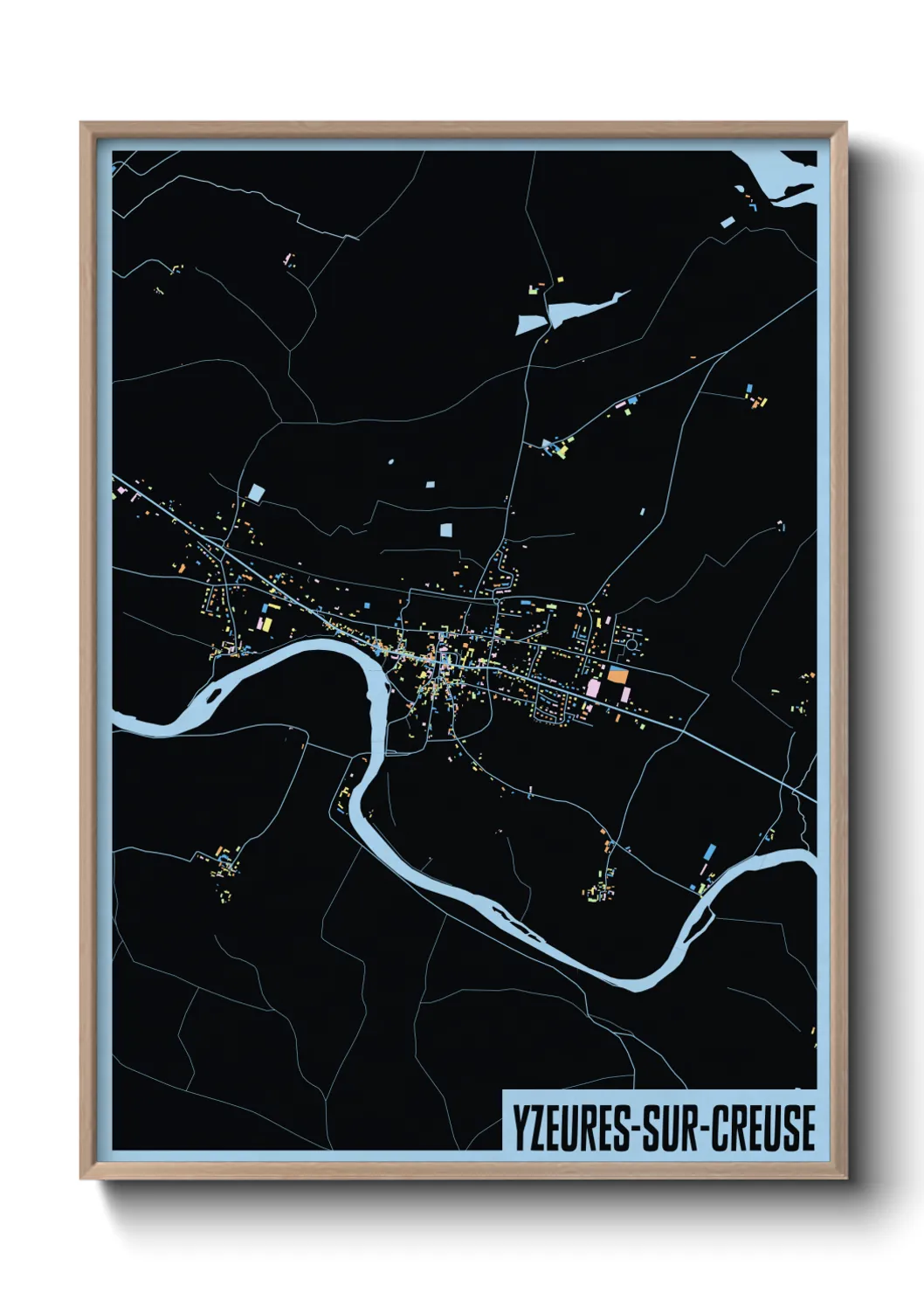 Une affiche de carte sur Yzeures-sur-Creuse