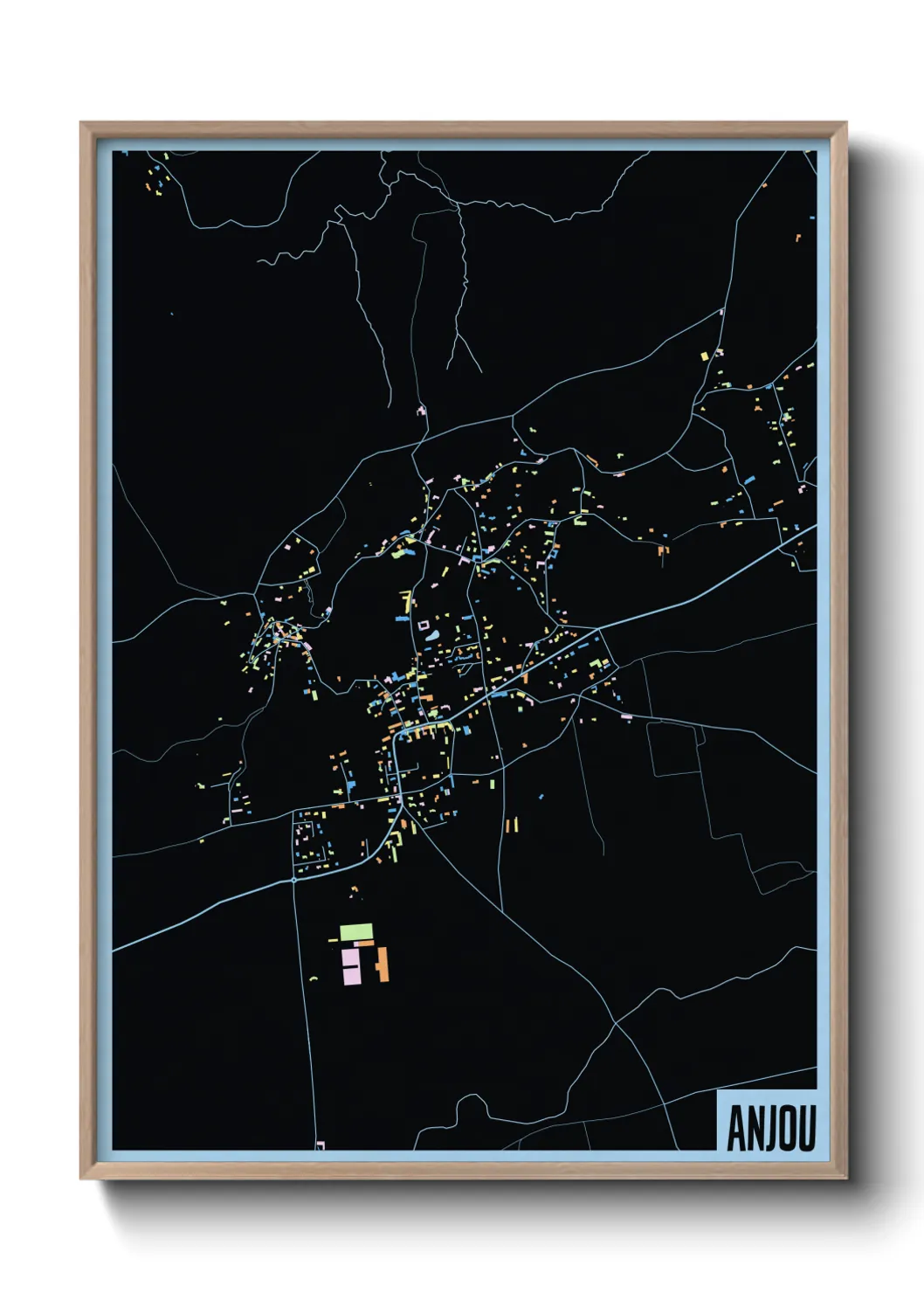 Une affiche de carte sur Anjou