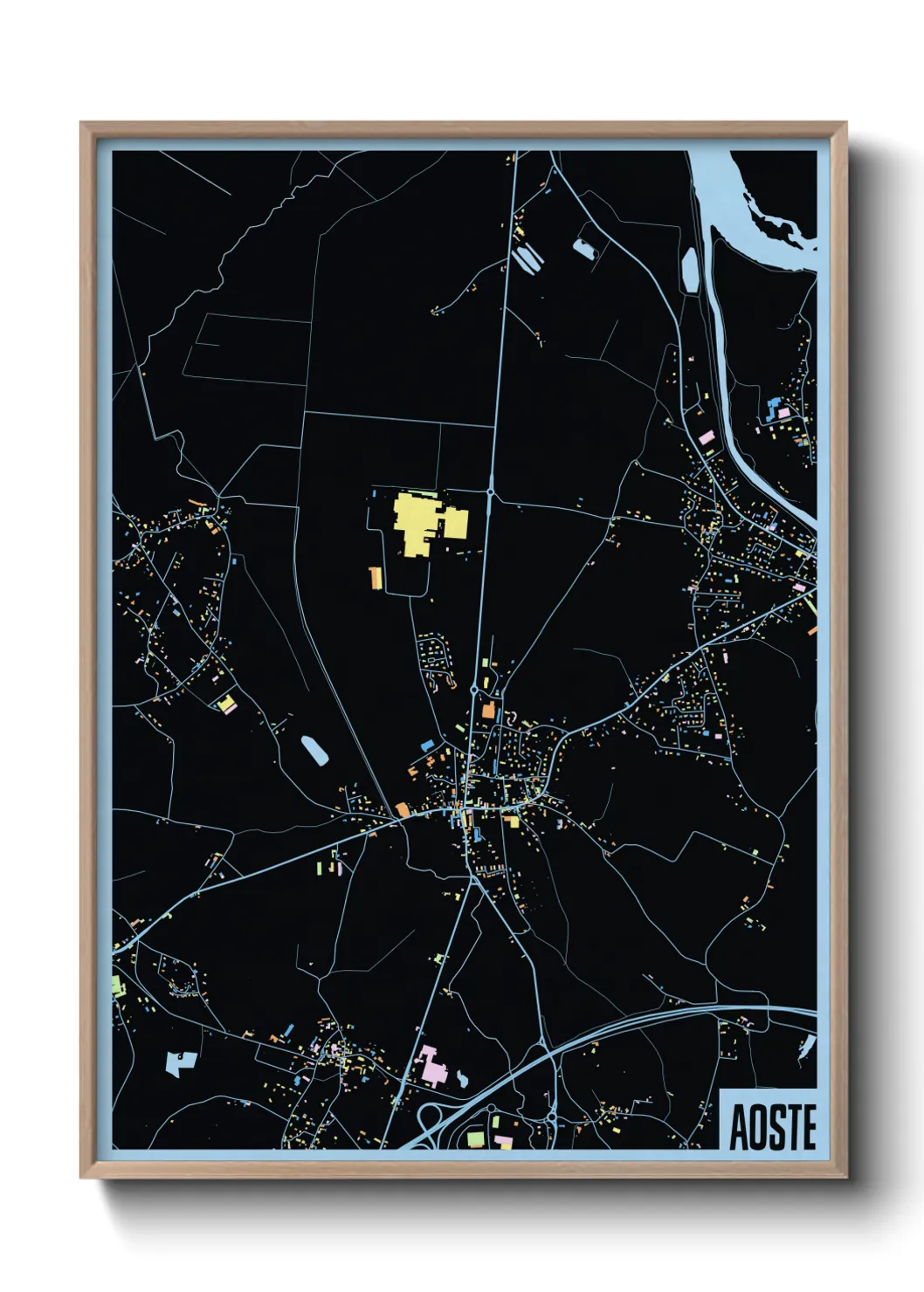 Une affiche de carte sur Aoste