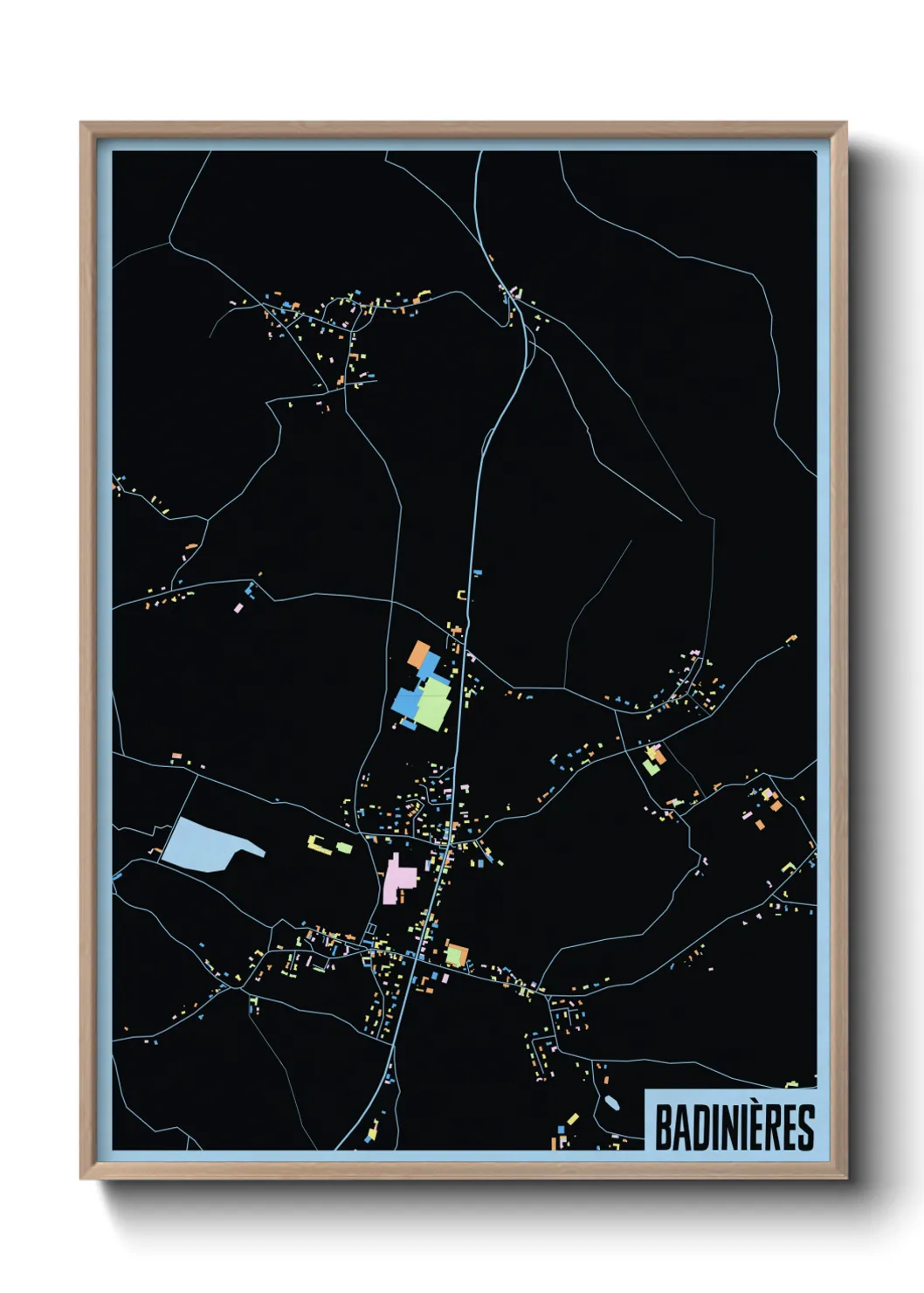 Une affiche de carte sur Badinières