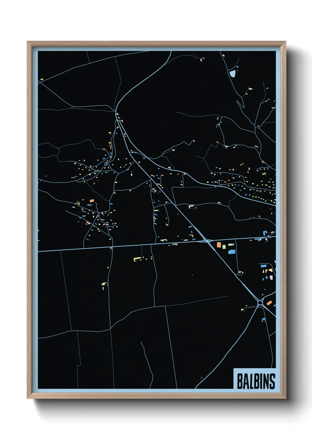 Une affiche de carte sur Balbins