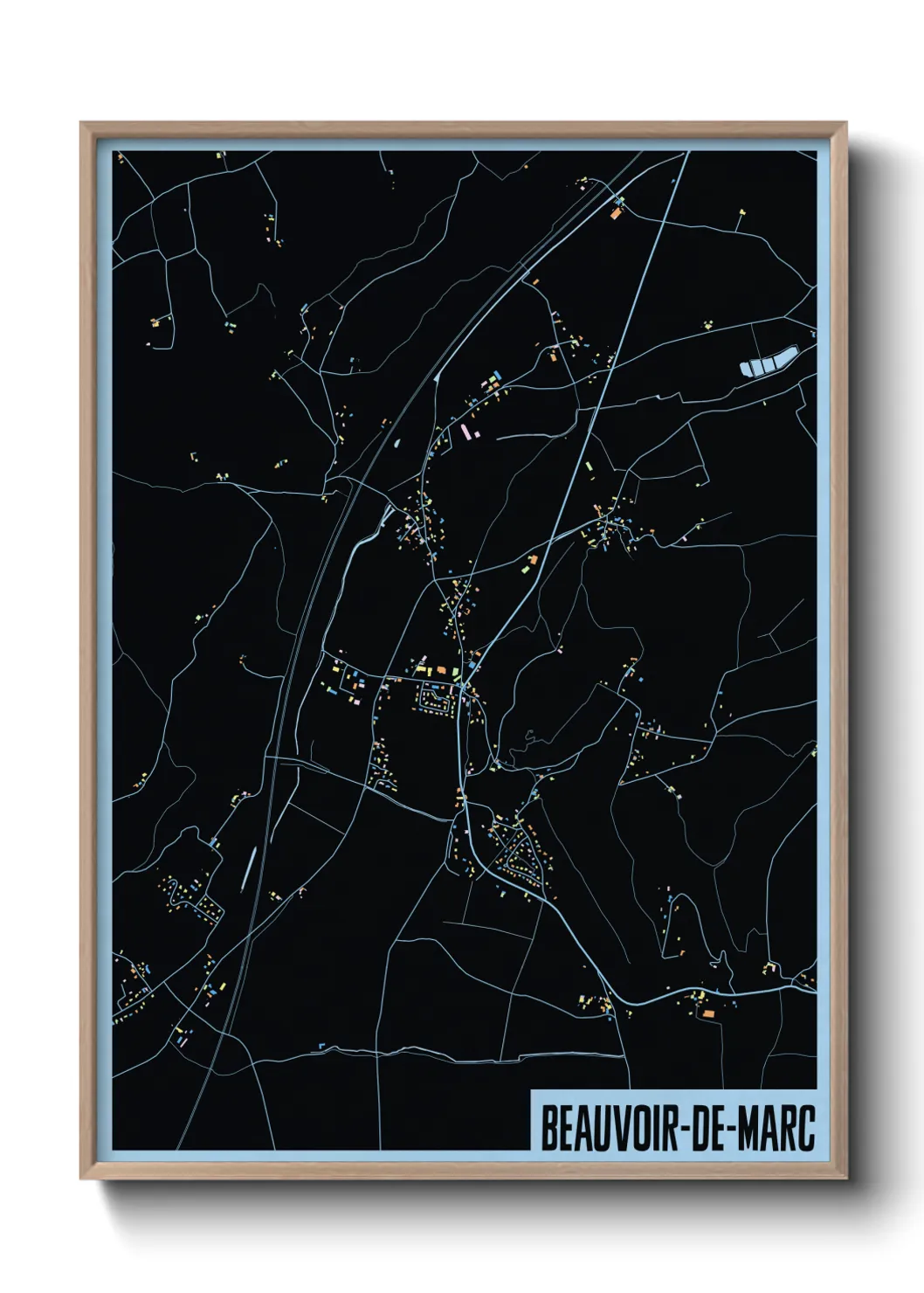 Une affiche de carte sur Beauvoir-de-Marc