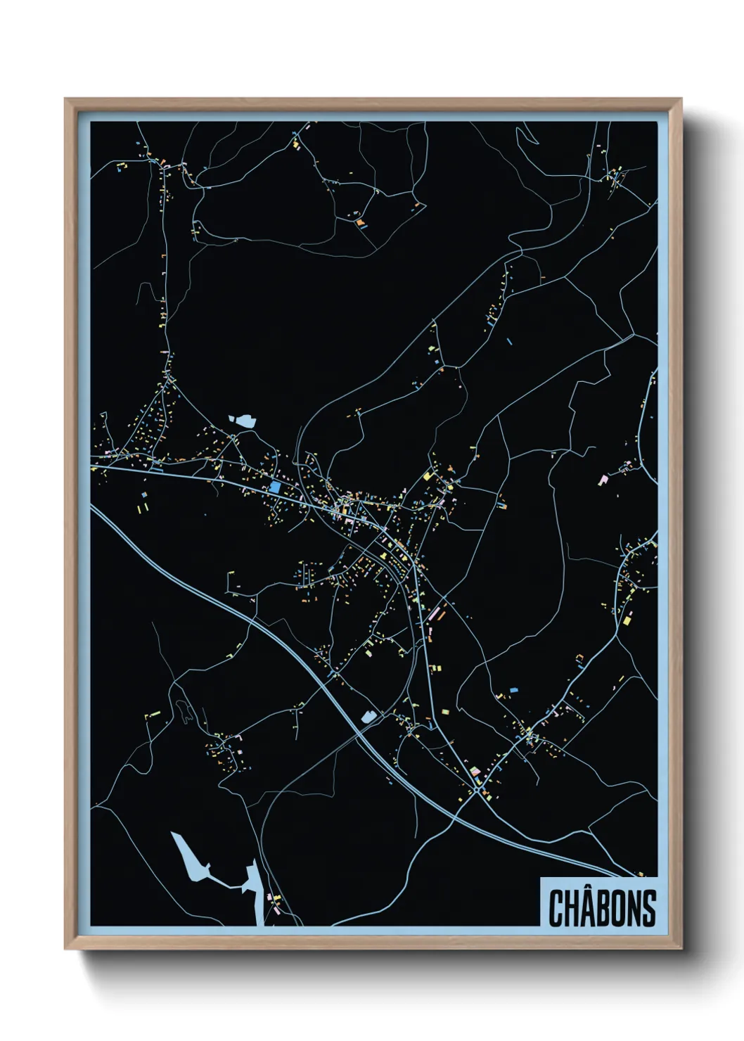 Une affiche de carte sur Châbons