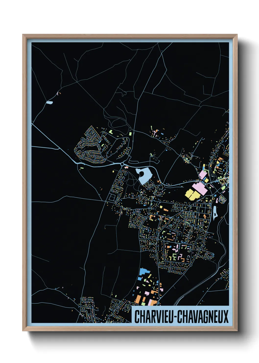 Une affiche de carte sur Charvieu-Chavagneux