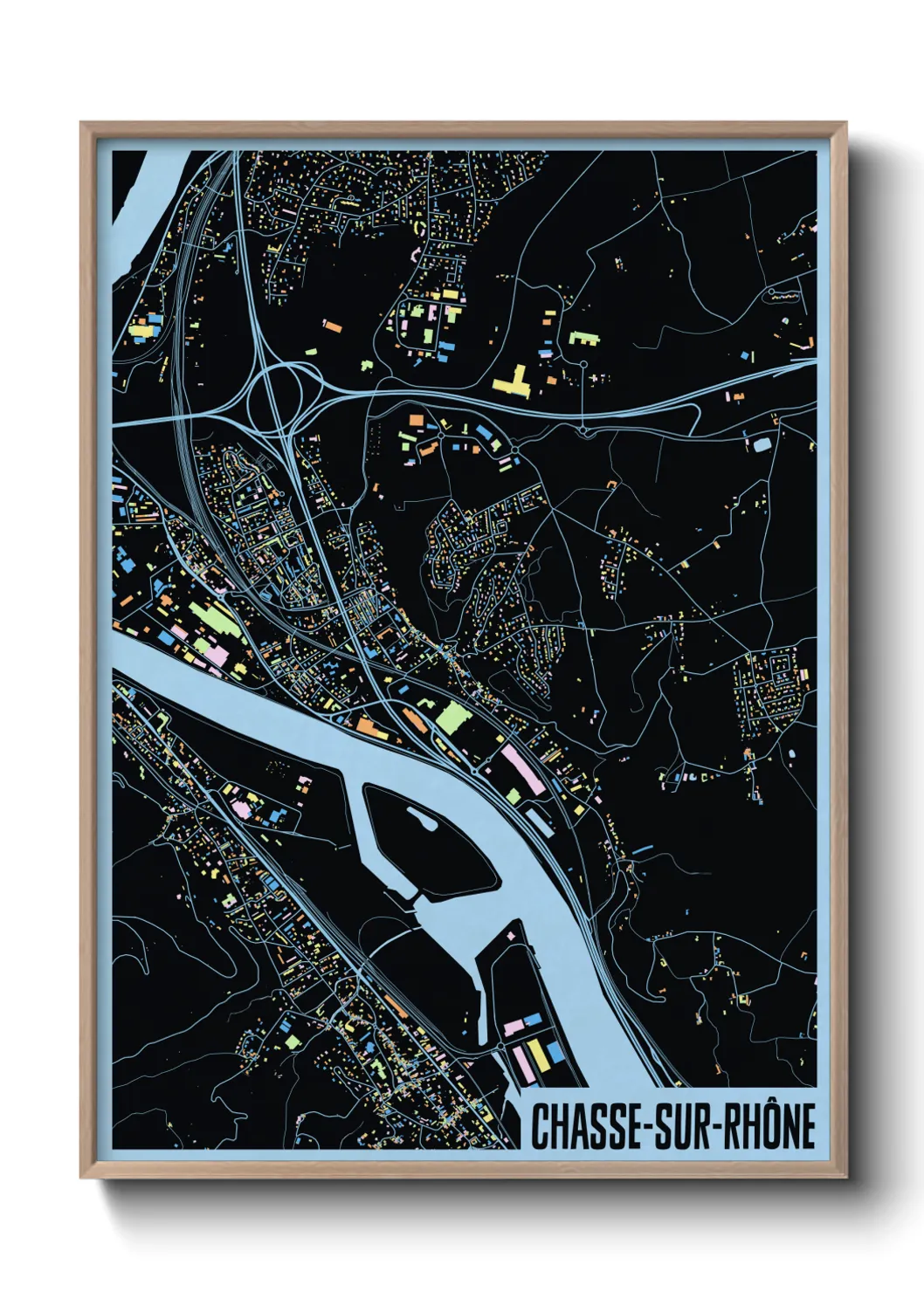 Une affiche de carte sur Chasse-sur-Rhône