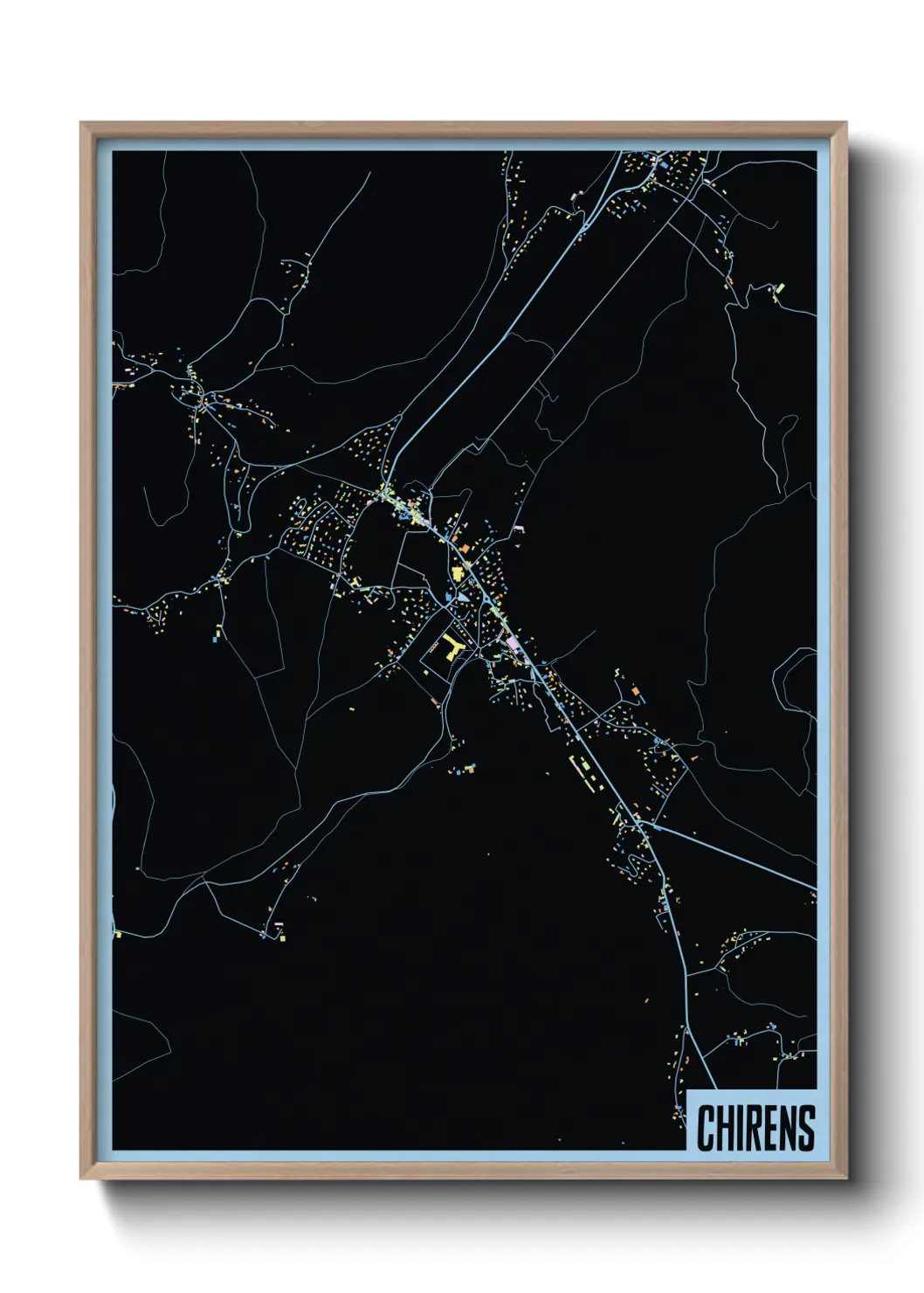 Une affiche de carte sur Chirens