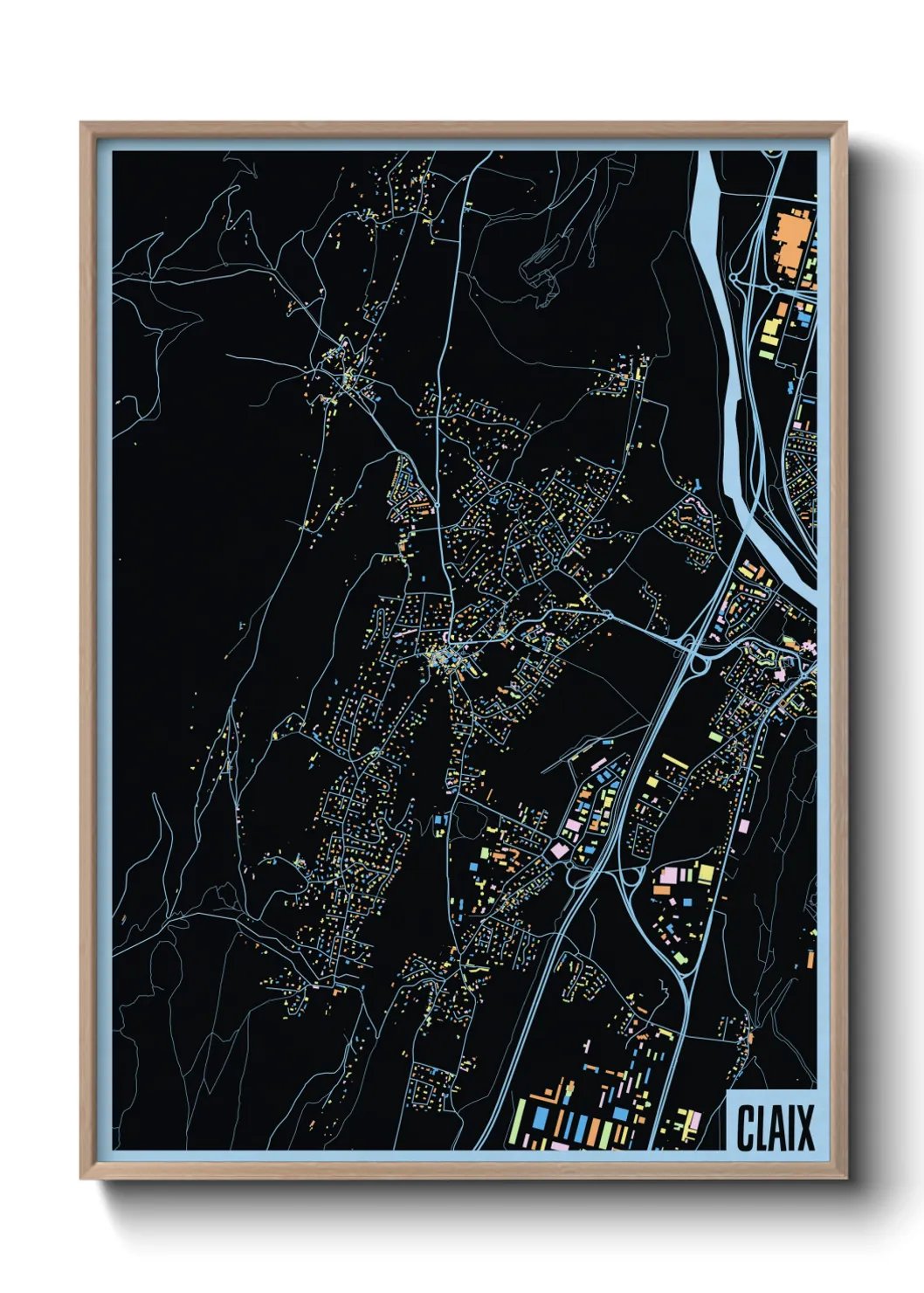 Une affiche de carte sur Claix