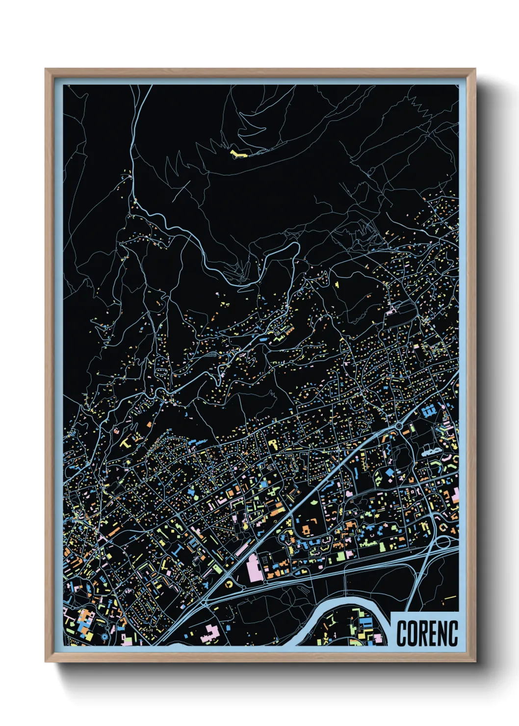 Une affiche de carte sur Corenc