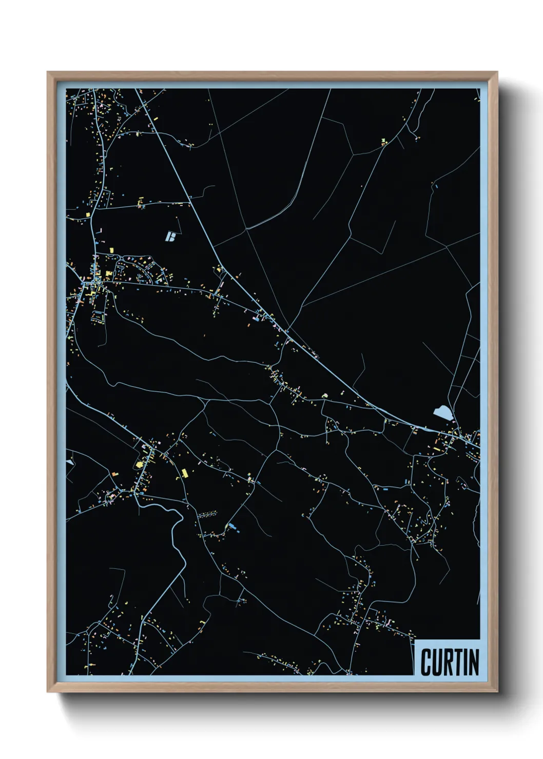 Une affiche de carte sur Curtin