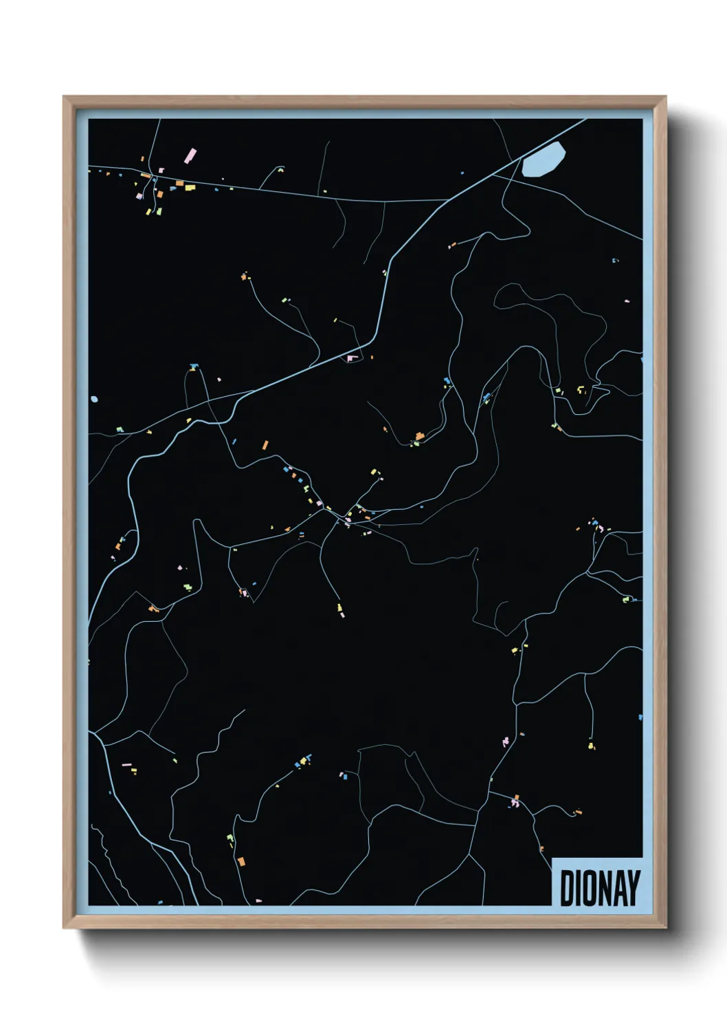 Une affiche de carte sur Dionay