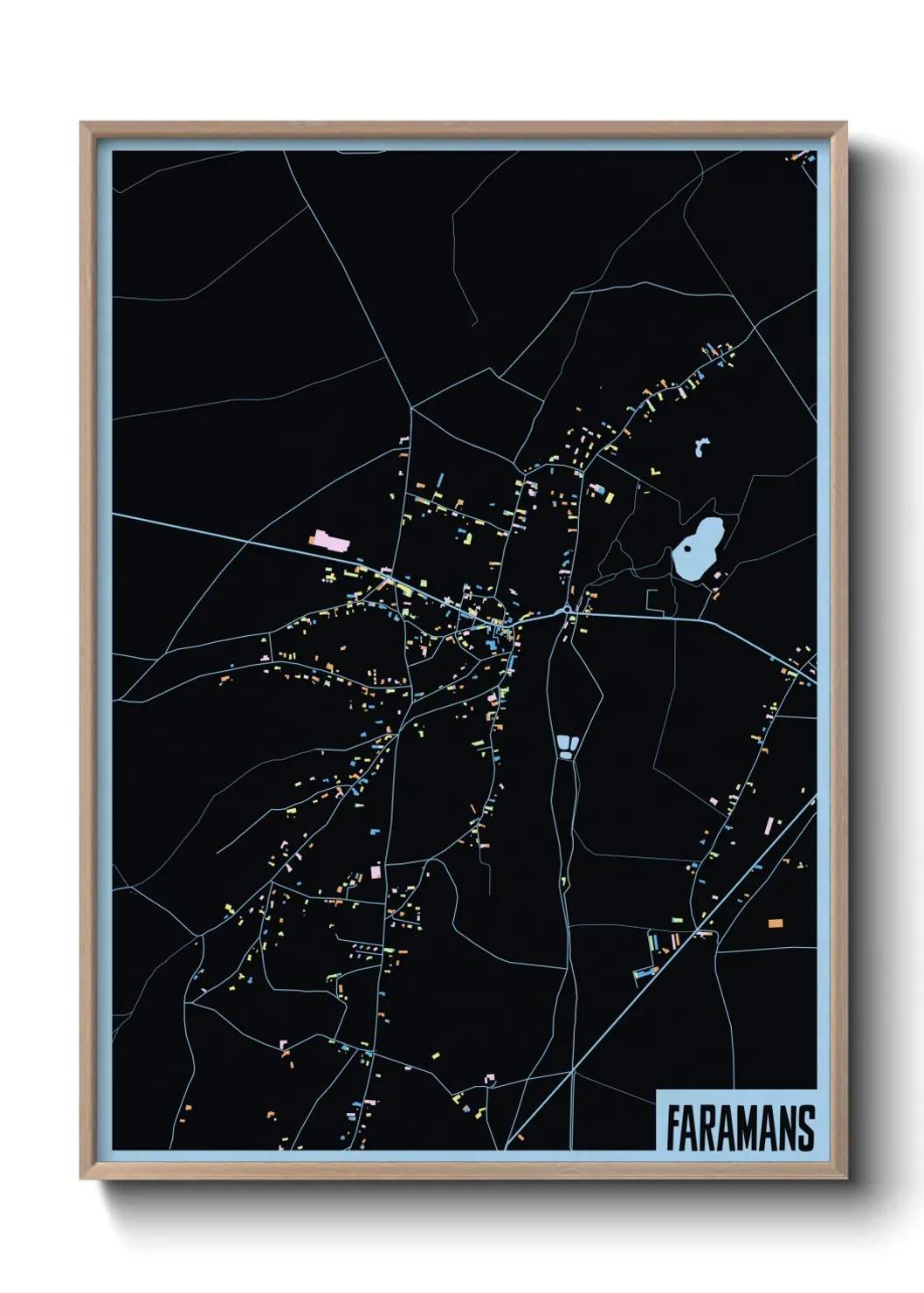 Une affiche de carte sur Faramans