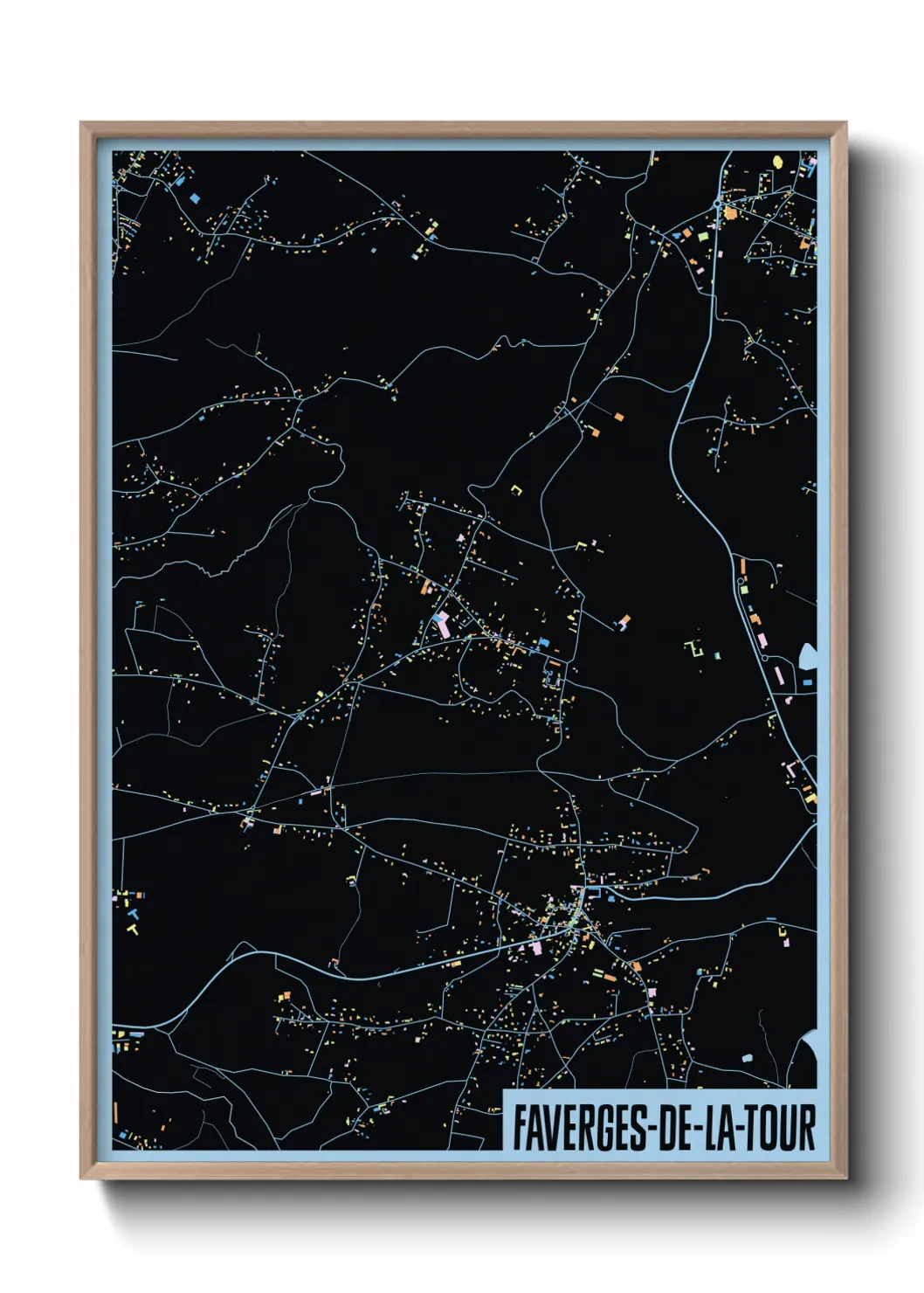 Une affiche de carte sur Faverges-de-la-Tour