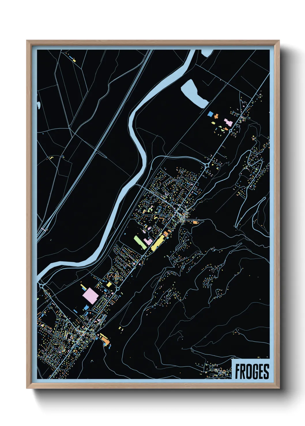 Une affiche de carte sur Froges