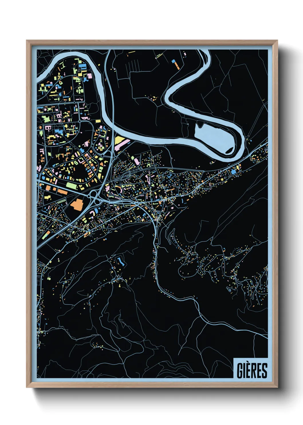 Une affiche de carte sur Gières