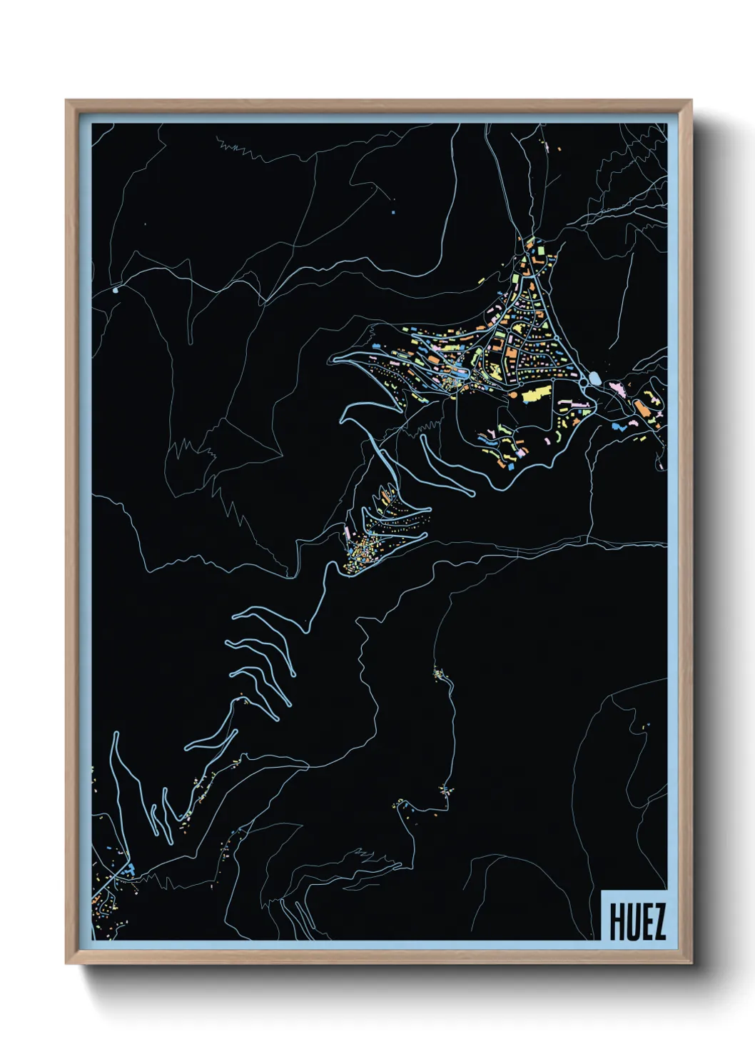 Une affiche de carte sur Huez