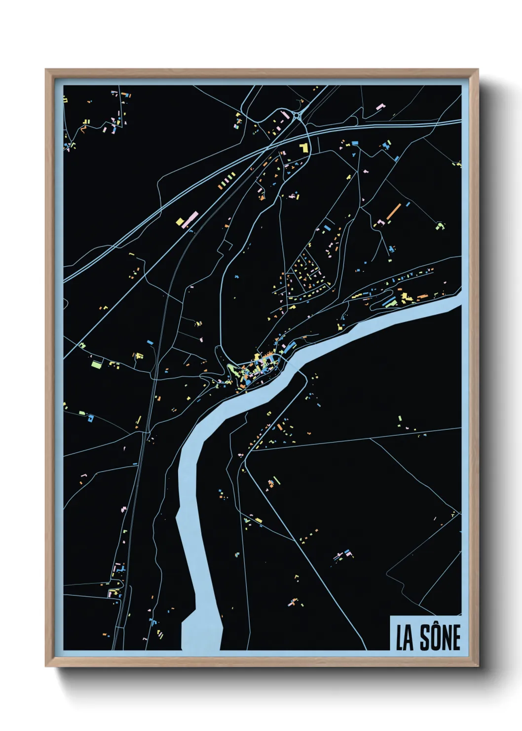 Une affiche de carte sur La Sône