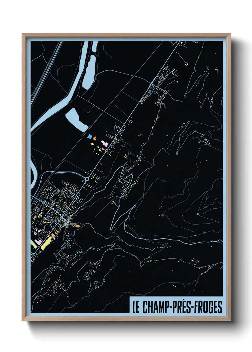 Une affiche de carte sur Le Champ-près-Froges