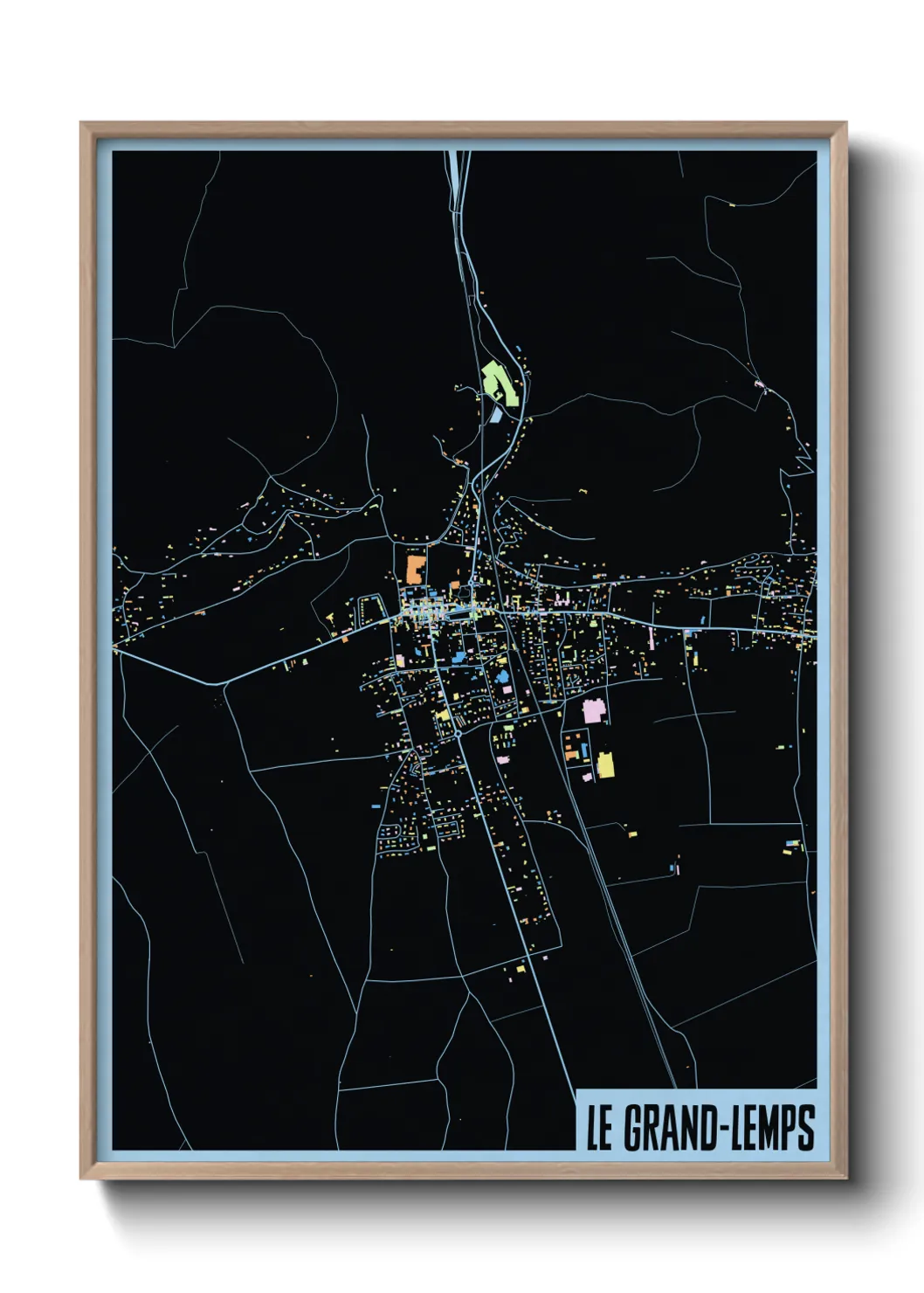 Une affiche de carte sur Le Grand-Lemps