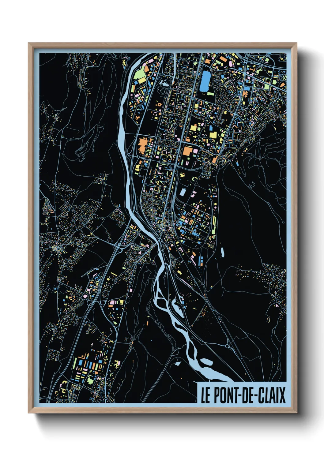 Une affiche de carte sur Le Pont-de-Claix