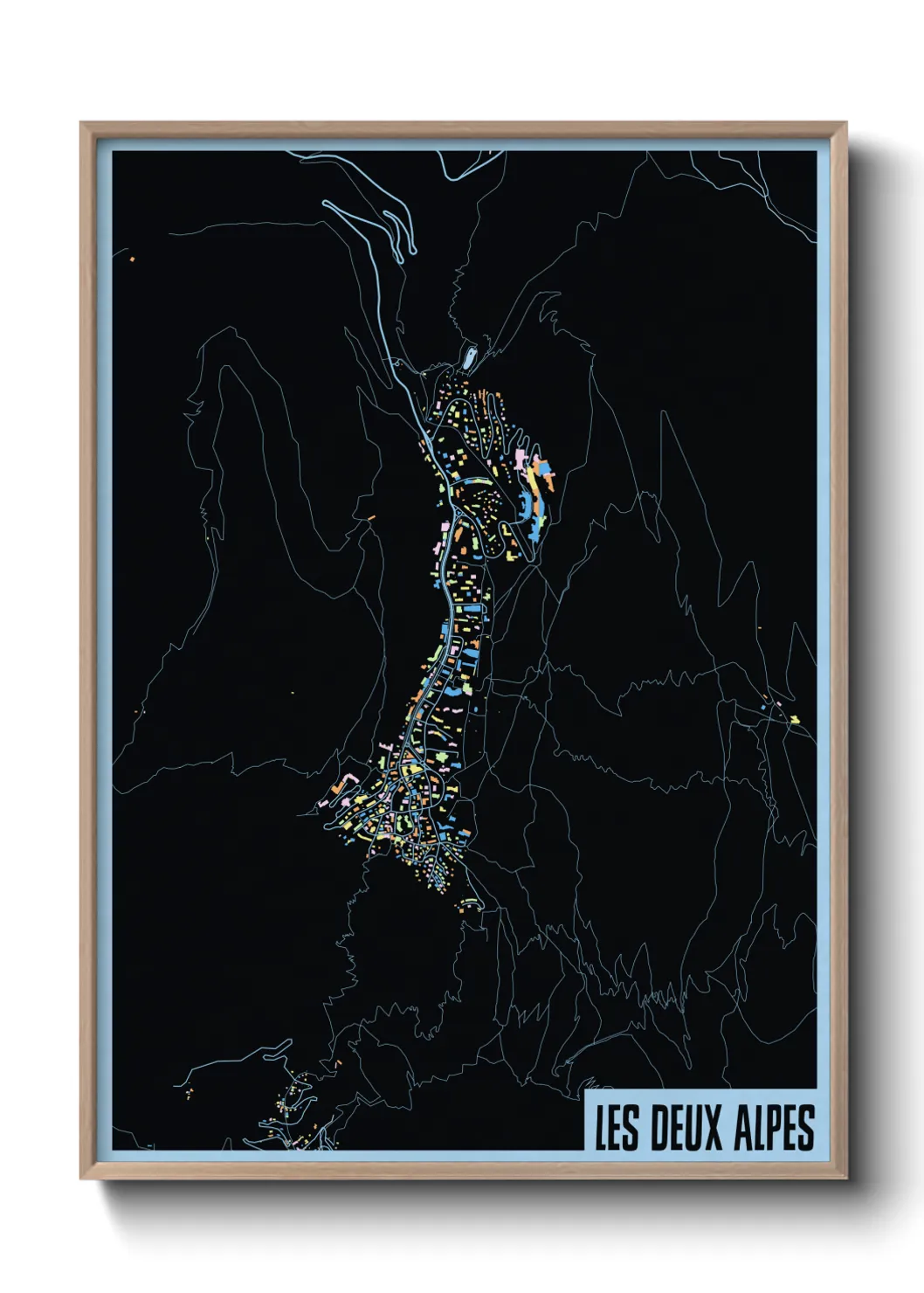 Une affiche de carte sur Les Deux Alpes