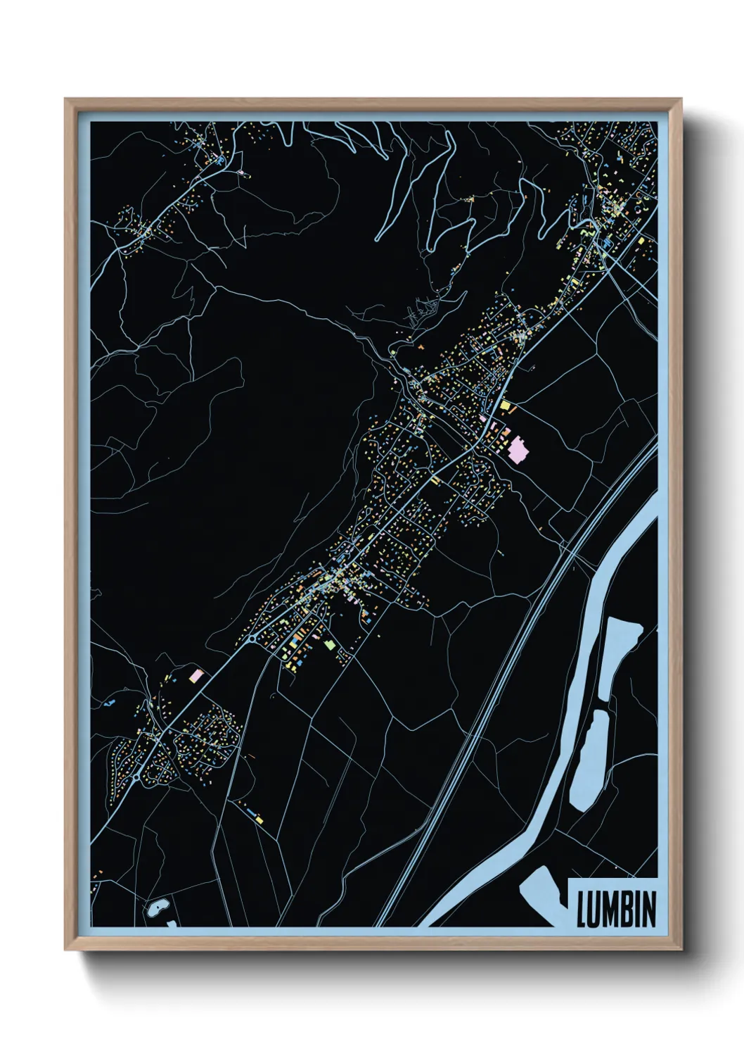 Une affiche de carte sur Lumbin