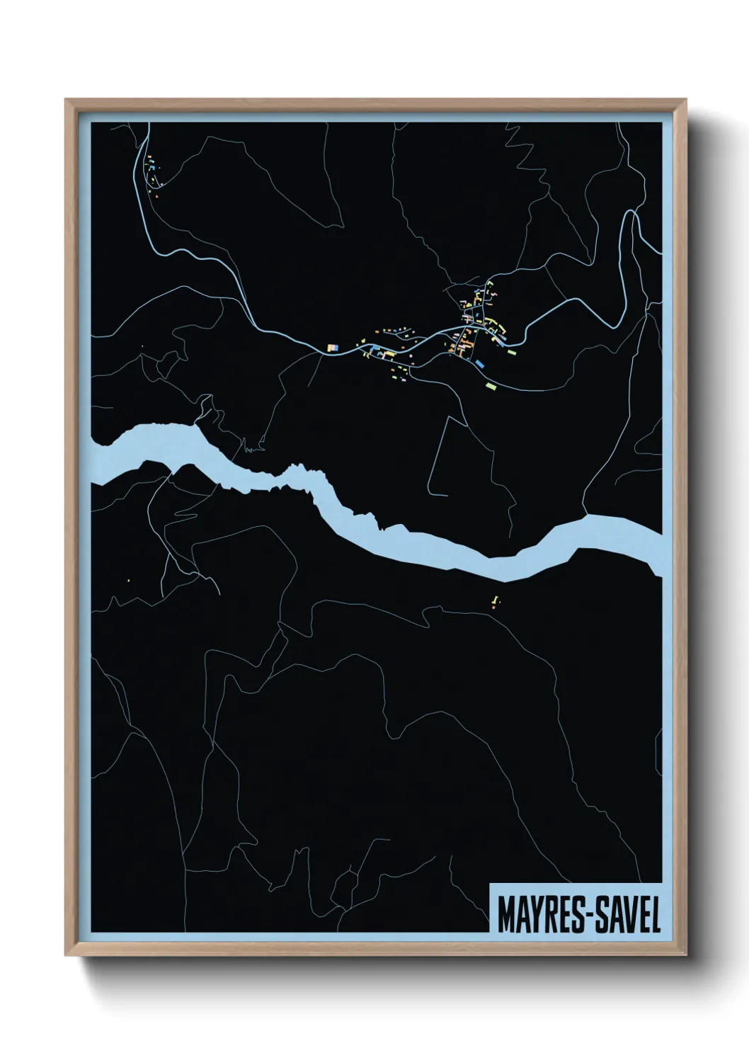 Une affiche de carte sur Mayres-Savel