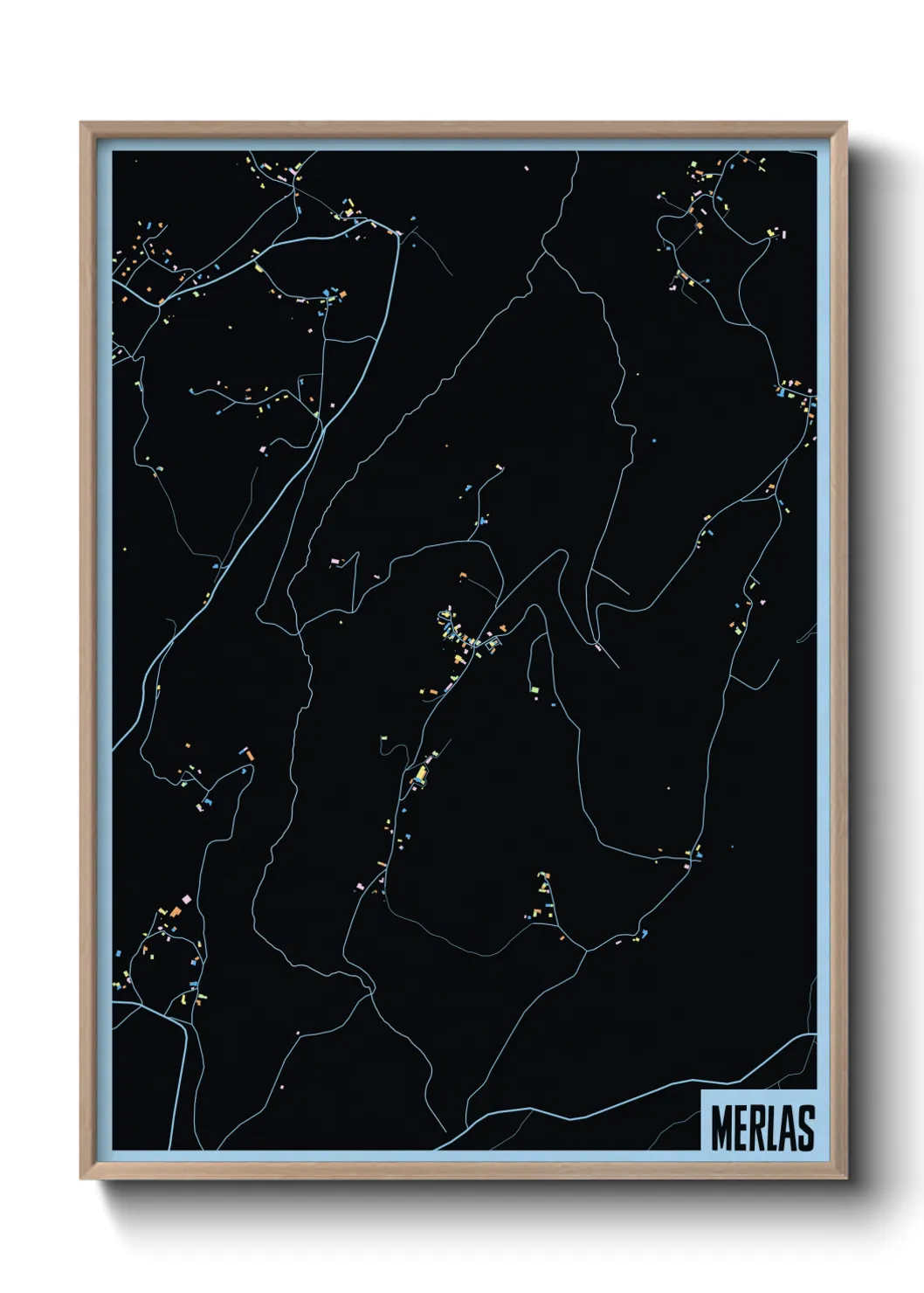 Une affiche de carte sur Merlas