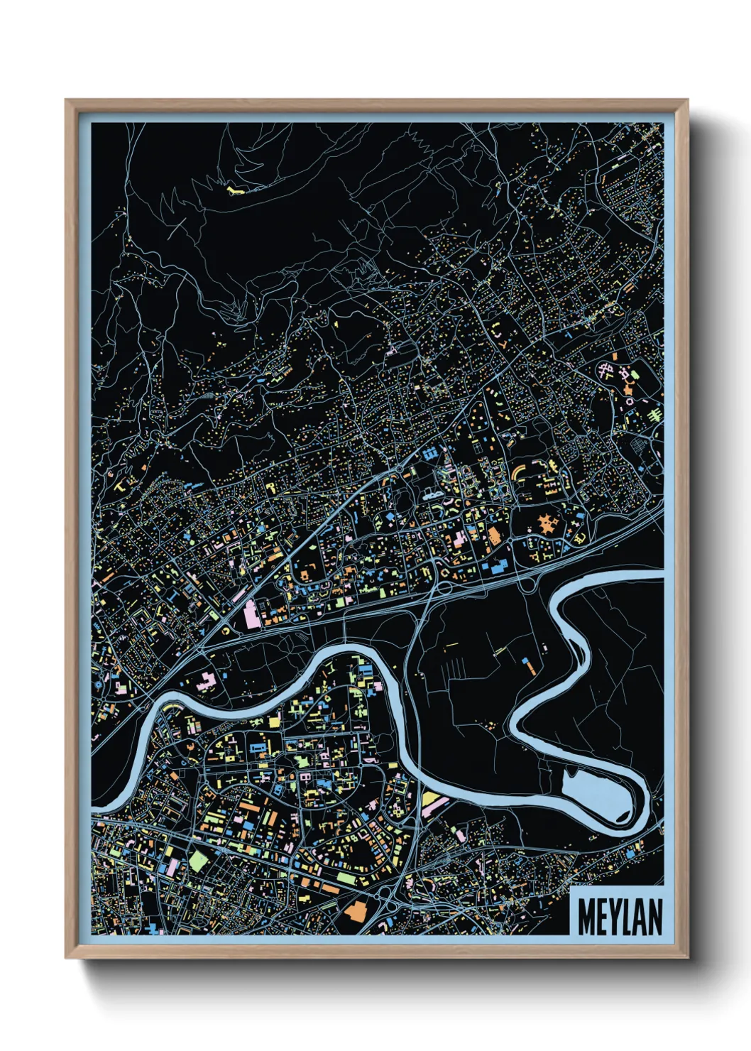 Une affiche de carte sur Meylan