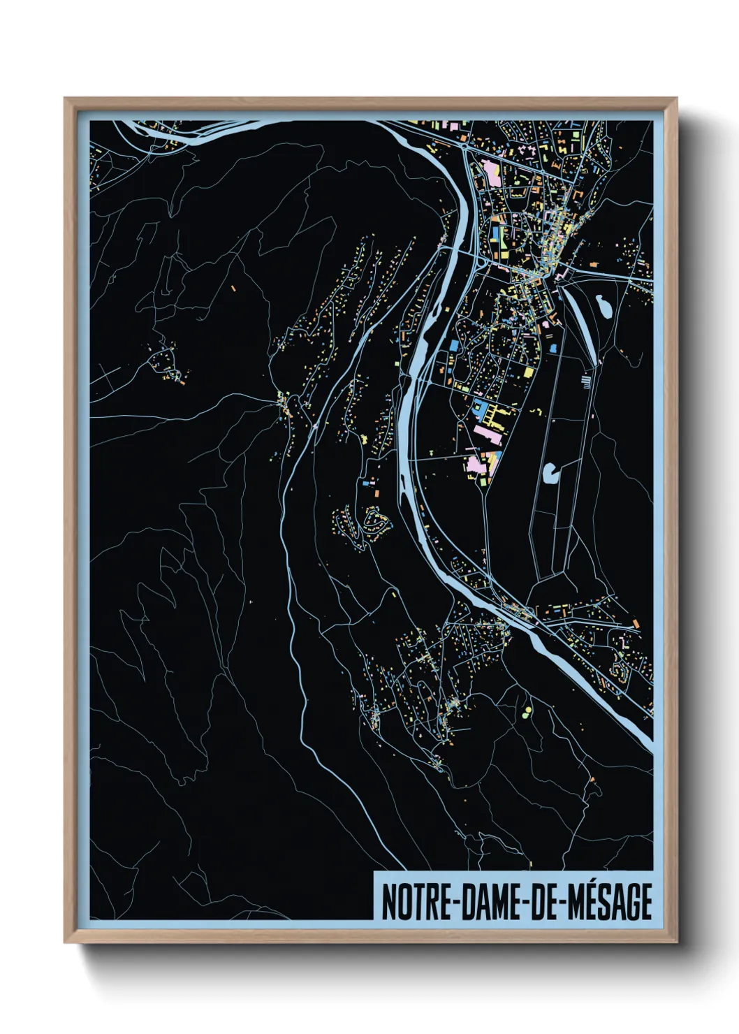 Une affiche de carte sur Notre-Dame-de-Mésage